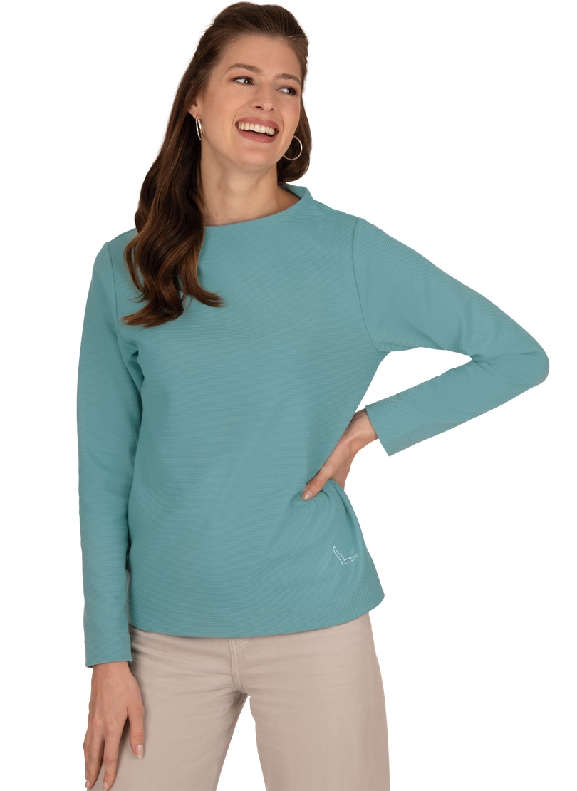 Trigema bei Sweatshirt Kristallsteinen« Stehkragen Pullover »TRIGEMA mit online