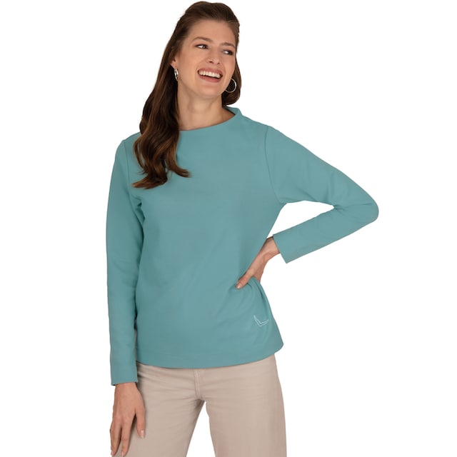 Trigema Sweatshirt »TRIGEMA Stehkragen Pullover mit Kristallsteinen« online  bei