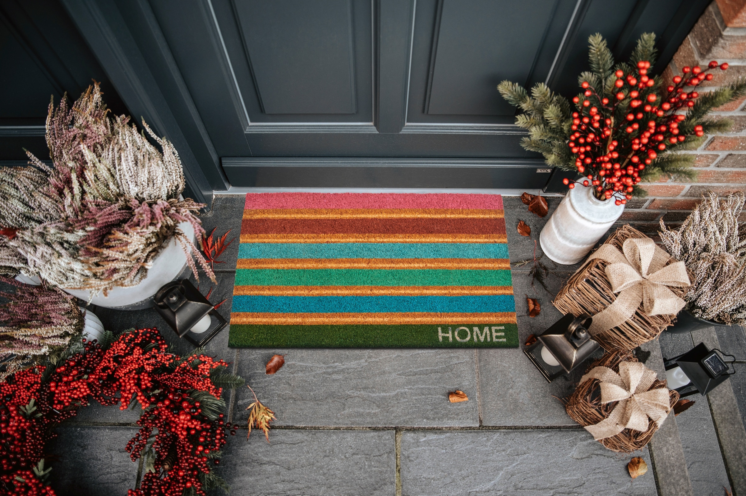 HANSE Home Fußmatte »Mix Mats Kokos Colorful Stripes, Türmatte«, rechteckig, 15 mm Höhe, Strapazierfähig, pflegeleicht, robust, wetterfest, UV-beständig