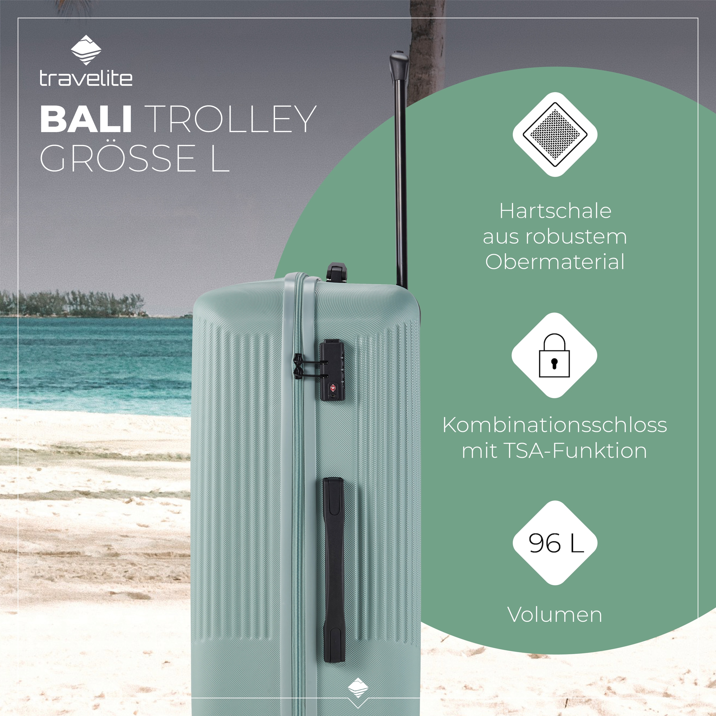 travelite Hartschalen-Trolley »BALI, in verschiedenen Größen und Farben«, 4 Rollen, Hartschallenkoffer Reisegepäck Reisekoffer TSA Schloss