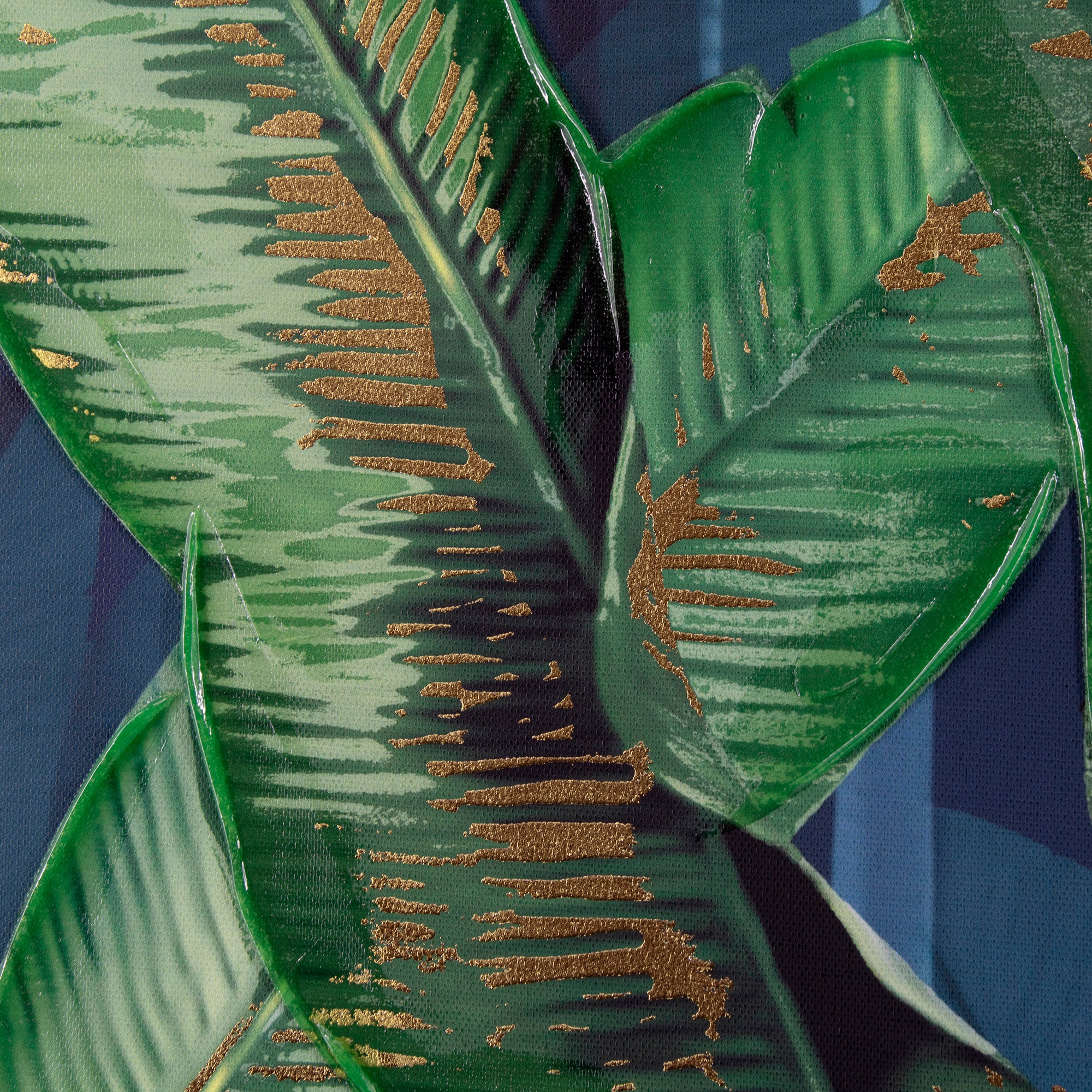 Art for the home Leinwandbild »Blatter« 1 Stk. tlg. Handgemalt Wandbild Gold Metallic 50x70cm