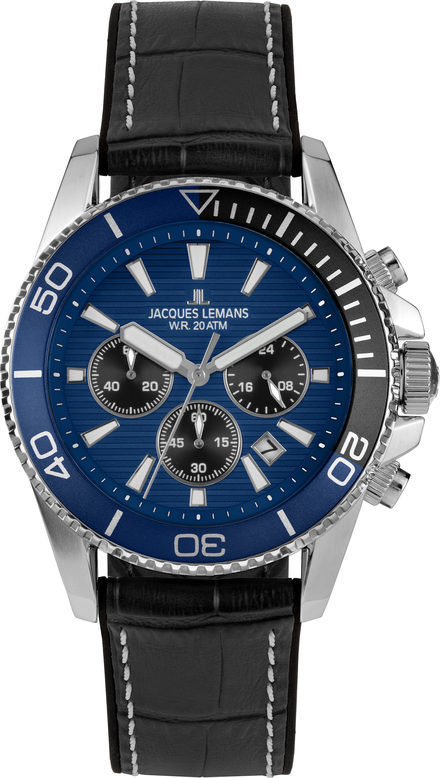 Jacques Lemans Chronograph »Liverpool Diver« Quarzuhr, Armbanduhr, Herrenuhr, Lederarmband, analog, Tag