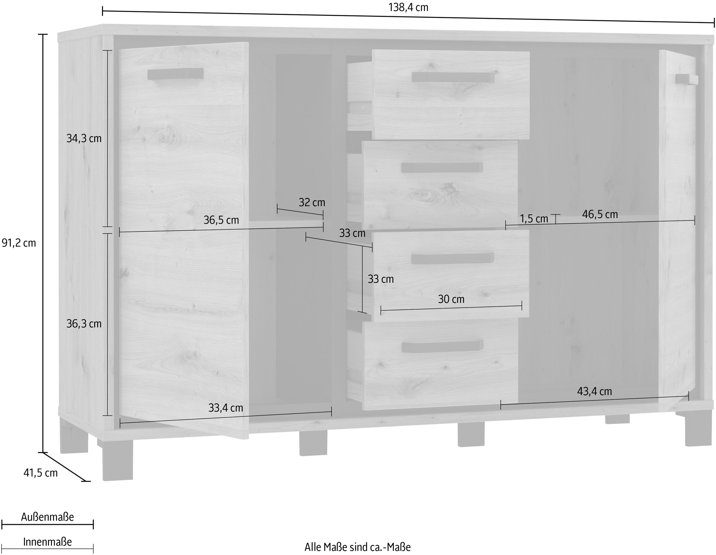 FORTE Sideboard »Trondheim«, Breite 138 cm