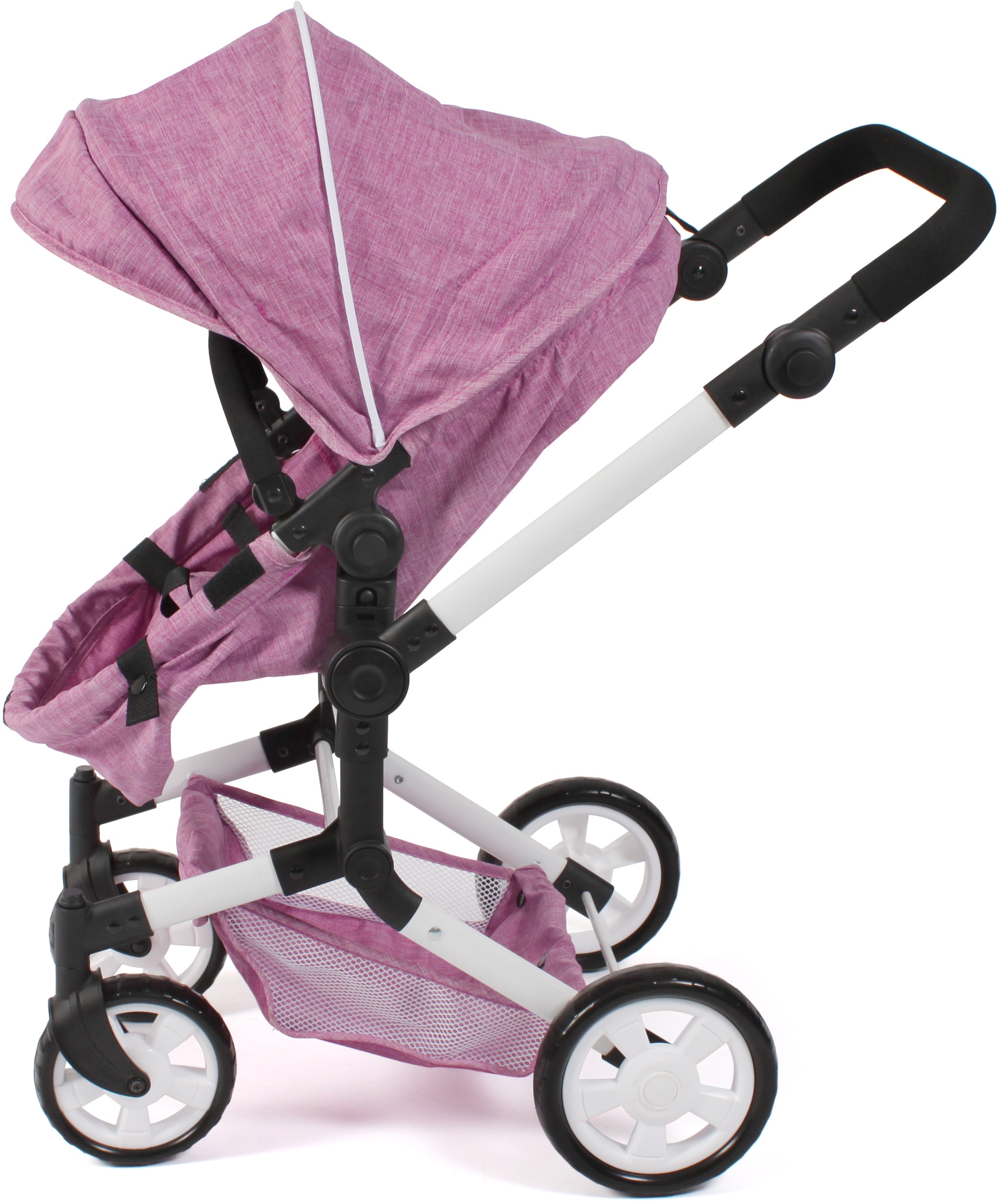 CHIC2000 Kombi-Puppenwagen »Linus, Jeans Pink«, (Set), mit Babywanne und Autositz