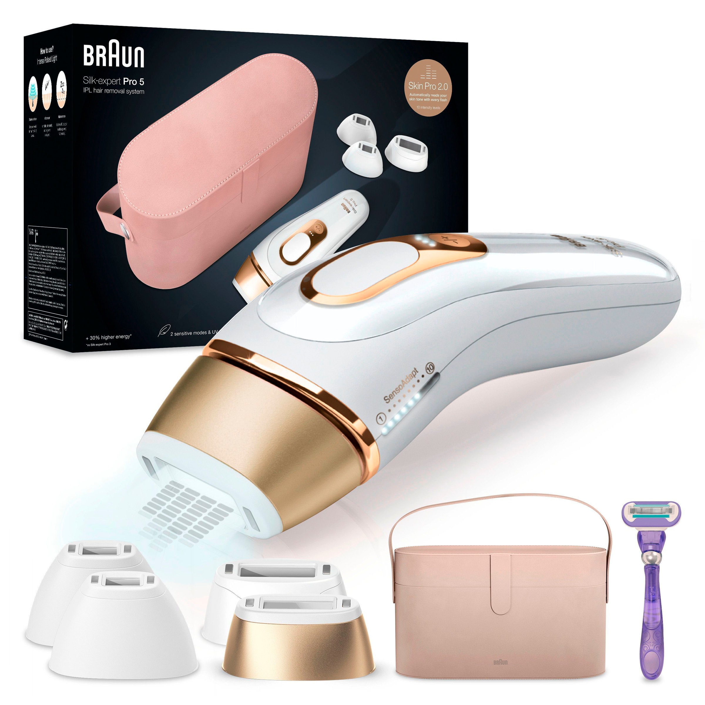 BRAUN IPL-Haarentferner »Silk-expert Pro 5 PL5347« 400.000 Lichtimpulse für dauerhaft sichtbare Haarentfernung für Damen und Herren goldfarben IPL...
