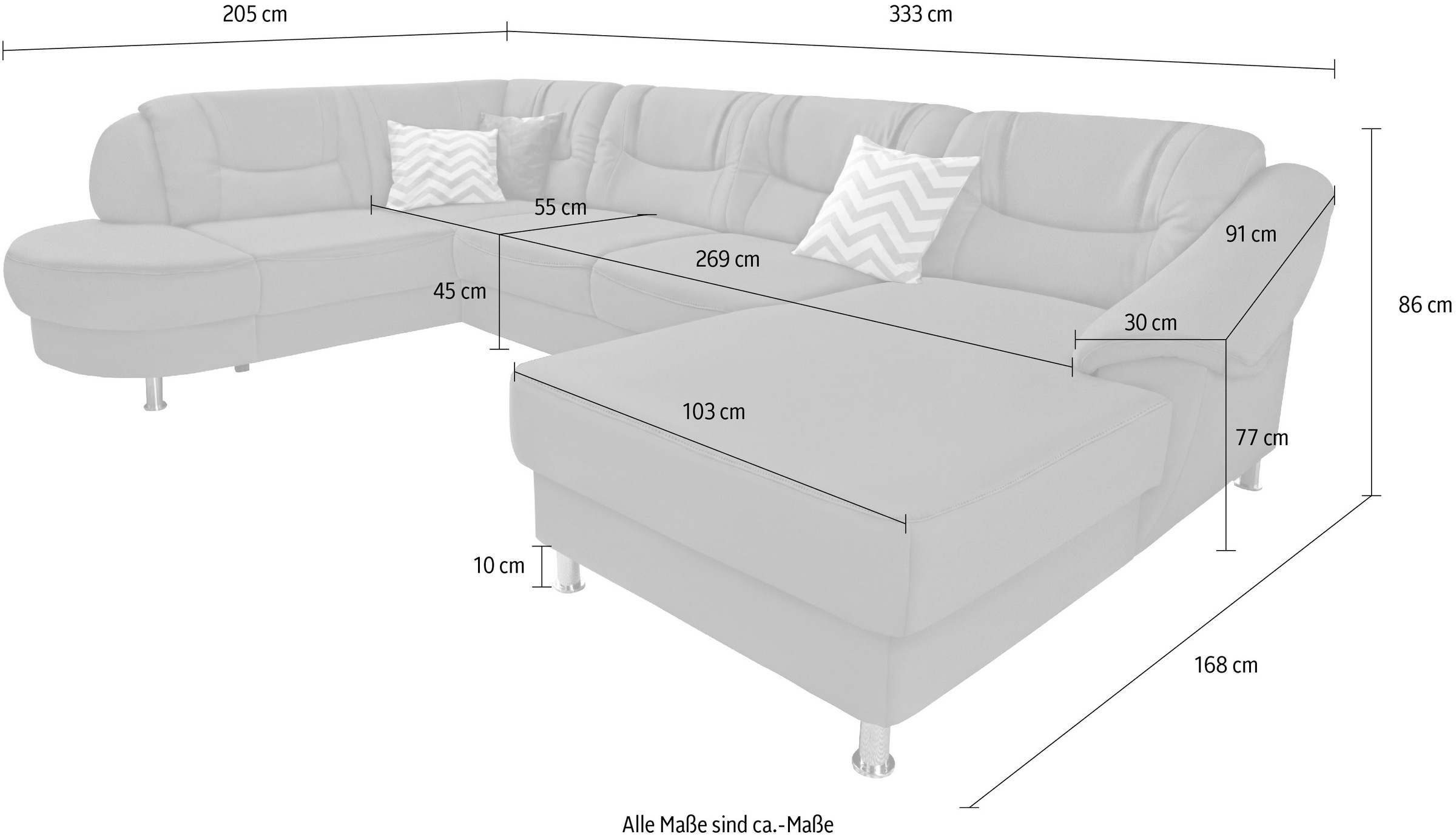 sit&more Wohnlandschaft »Salsa U-Form«, mit Federkern, wahlweise mit Bettfunktion