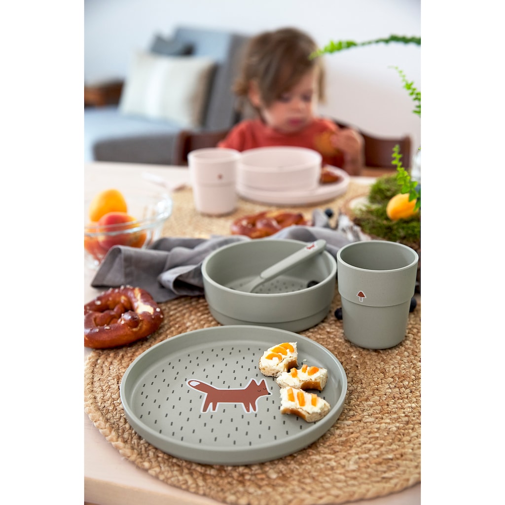 LÄSSIG Kindergeschirr-Set »Little Forest, Fuchs«, (Set, 4 tlg.), mit Teller, Schale, Becher und Löffel