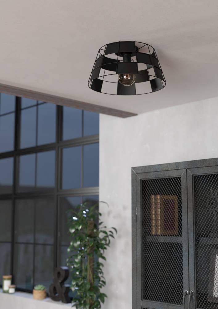 EGLO Deckenleuchte »PONTEFRACT«, 1 flammig, Leuchtmittel E27 | ohne Leuchtmittel, Deckenleuchte, Wohnzimmerlampe aus Metall in Schwarz, Ø 42 cm