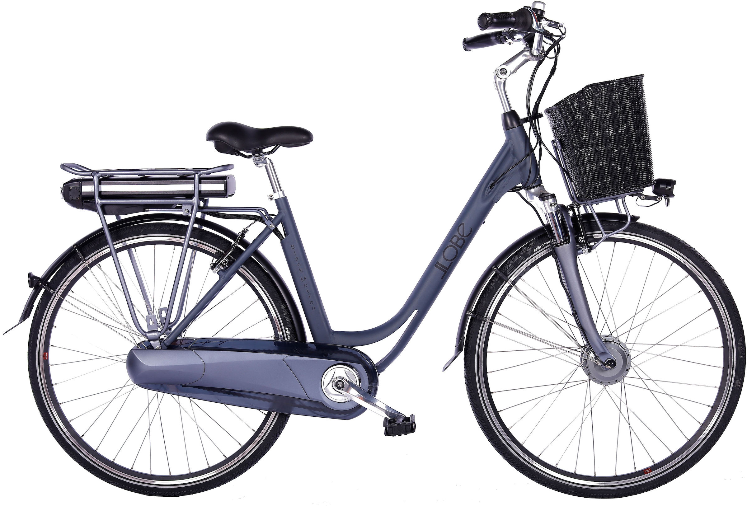 E-Bike 7 LLobe Shimano, W, Online-Shop 2.0, Gang, im kaufen Frontmotor 250 15,6Ah«, (mit Fahrradkorb) Motion »Black