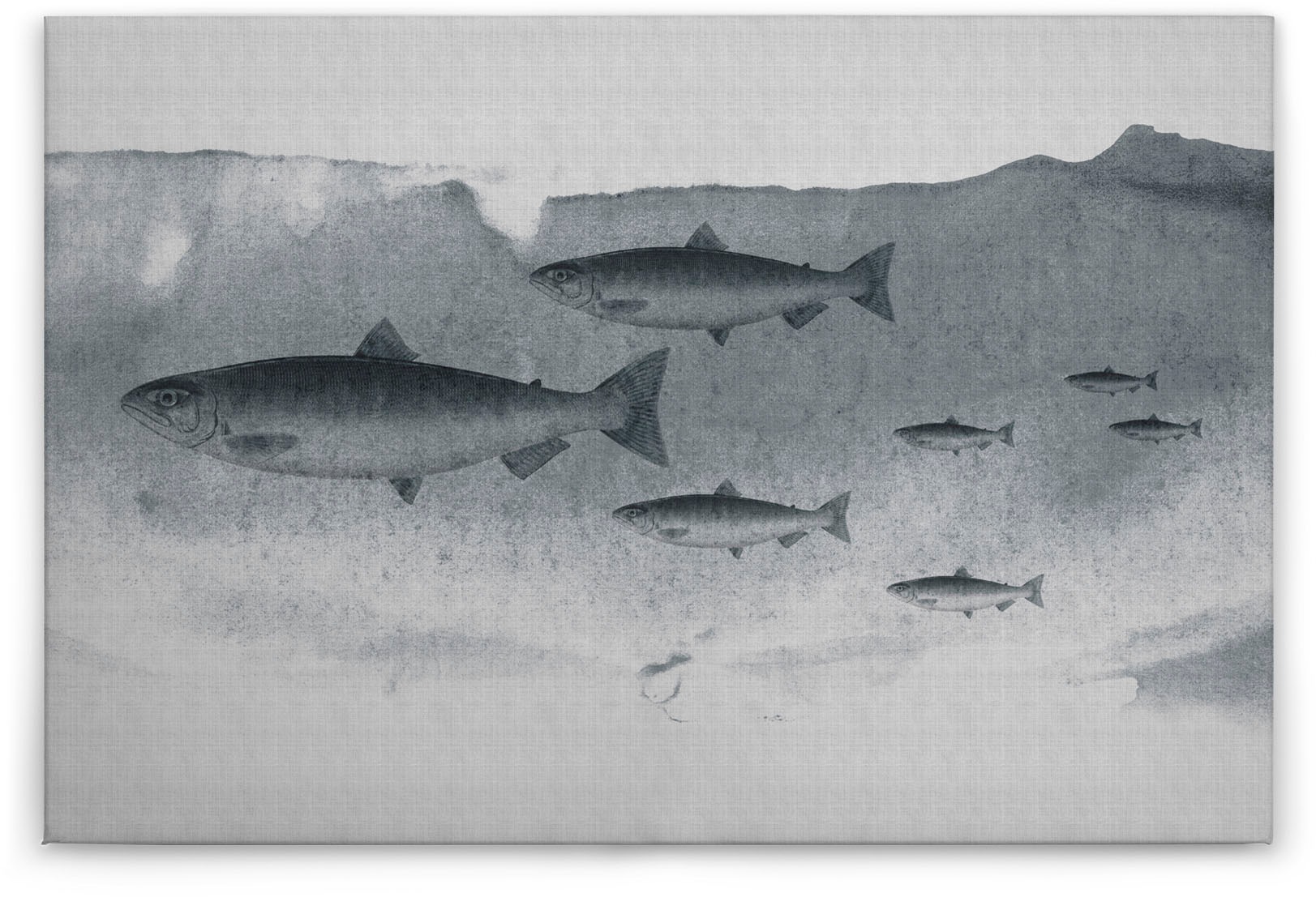 Bricoflor Scandi Wandbild Mit Fischen Leinwand Bild Mit Unterwasserwelt In günstig online kaufen