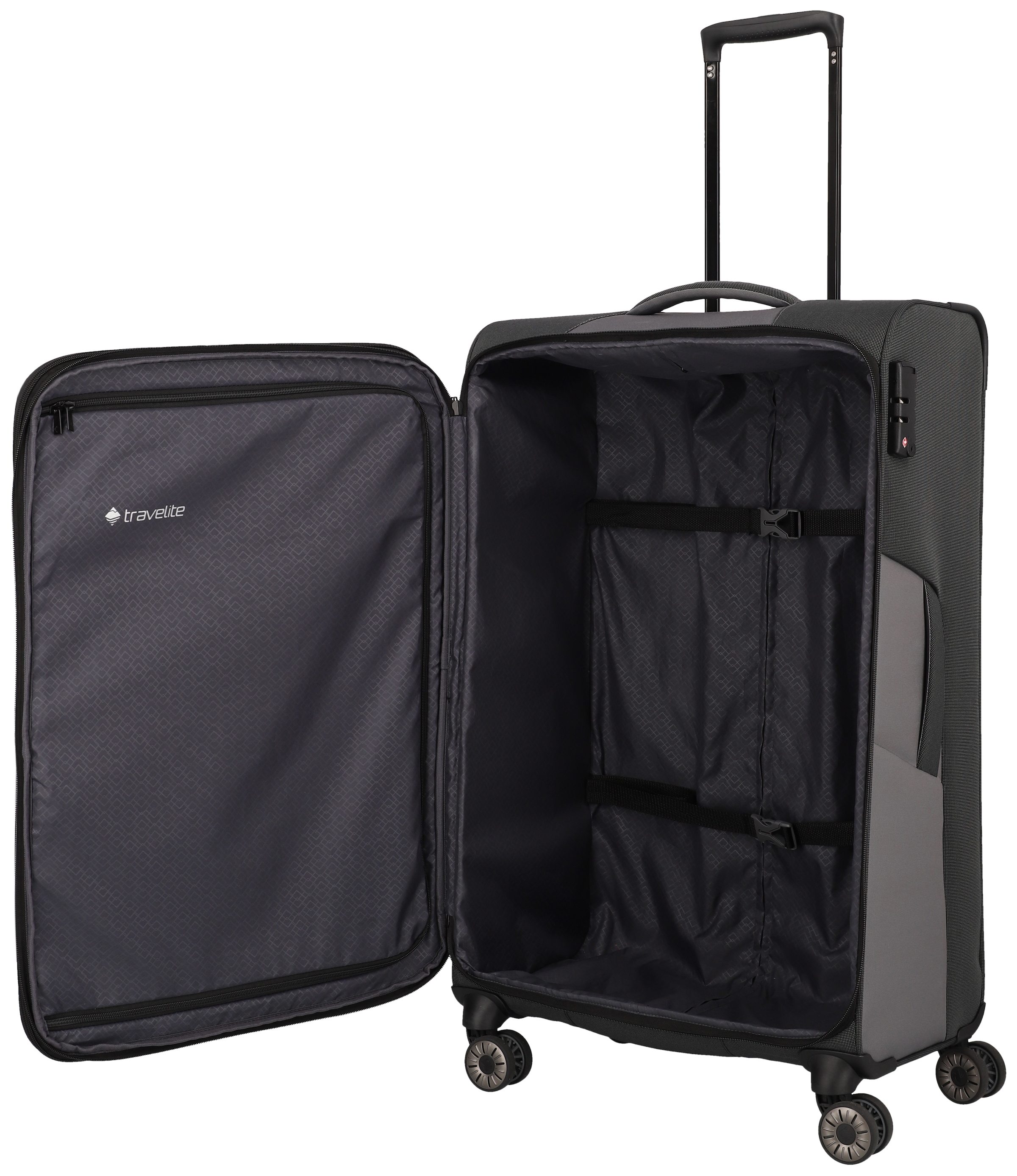 travelite Trolleyset »VIIA S/M/L und Reisetasche«, (Set, 4 tlg.), Kofferset Reisegepäck mit erweiterbarem Volumen und TSA Schloss