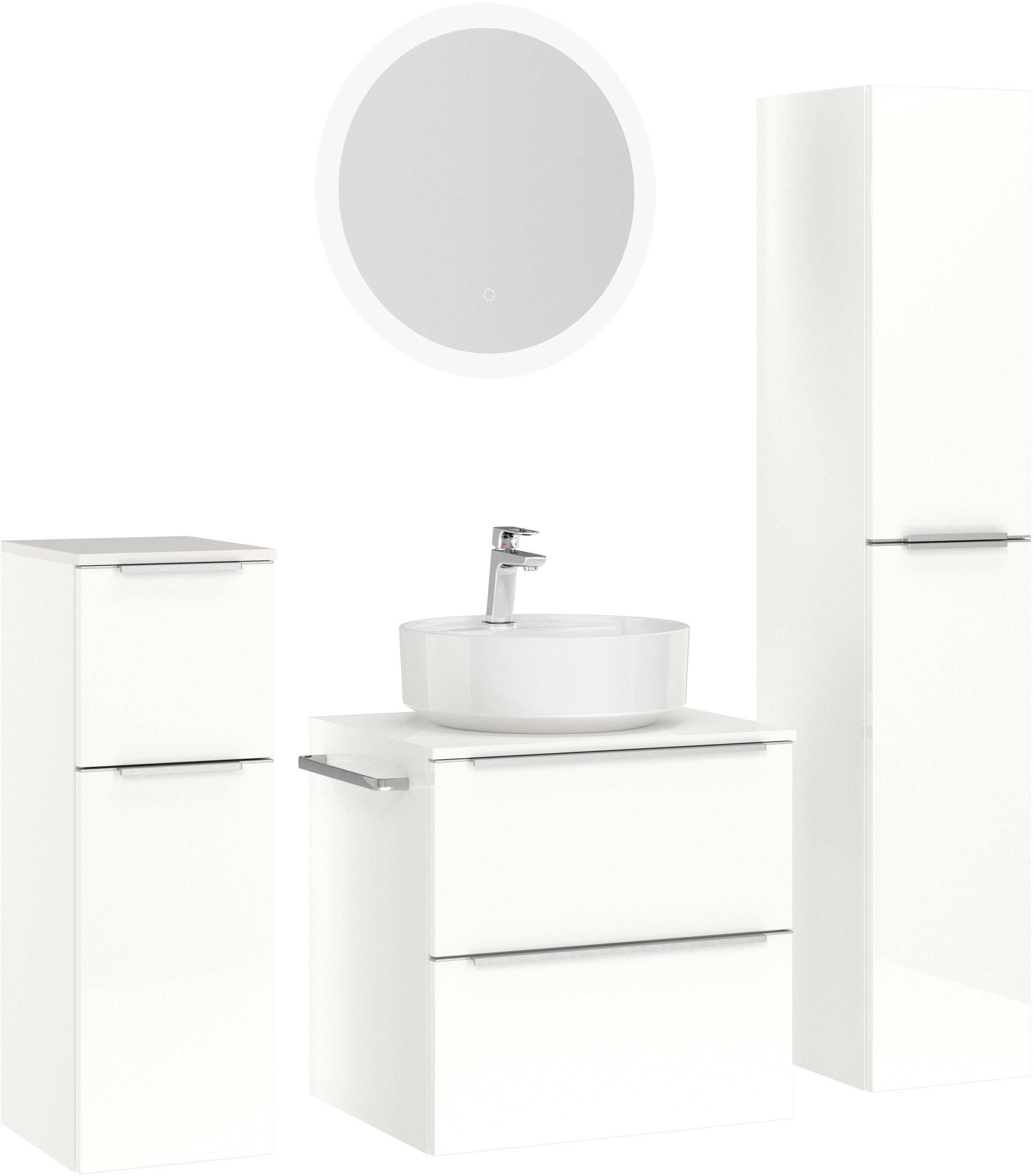 nobilia® Badmöbel-Set »Alvene«, (4 St., vormontiert, mit Soft-Close), Hochg günstig online kaufen