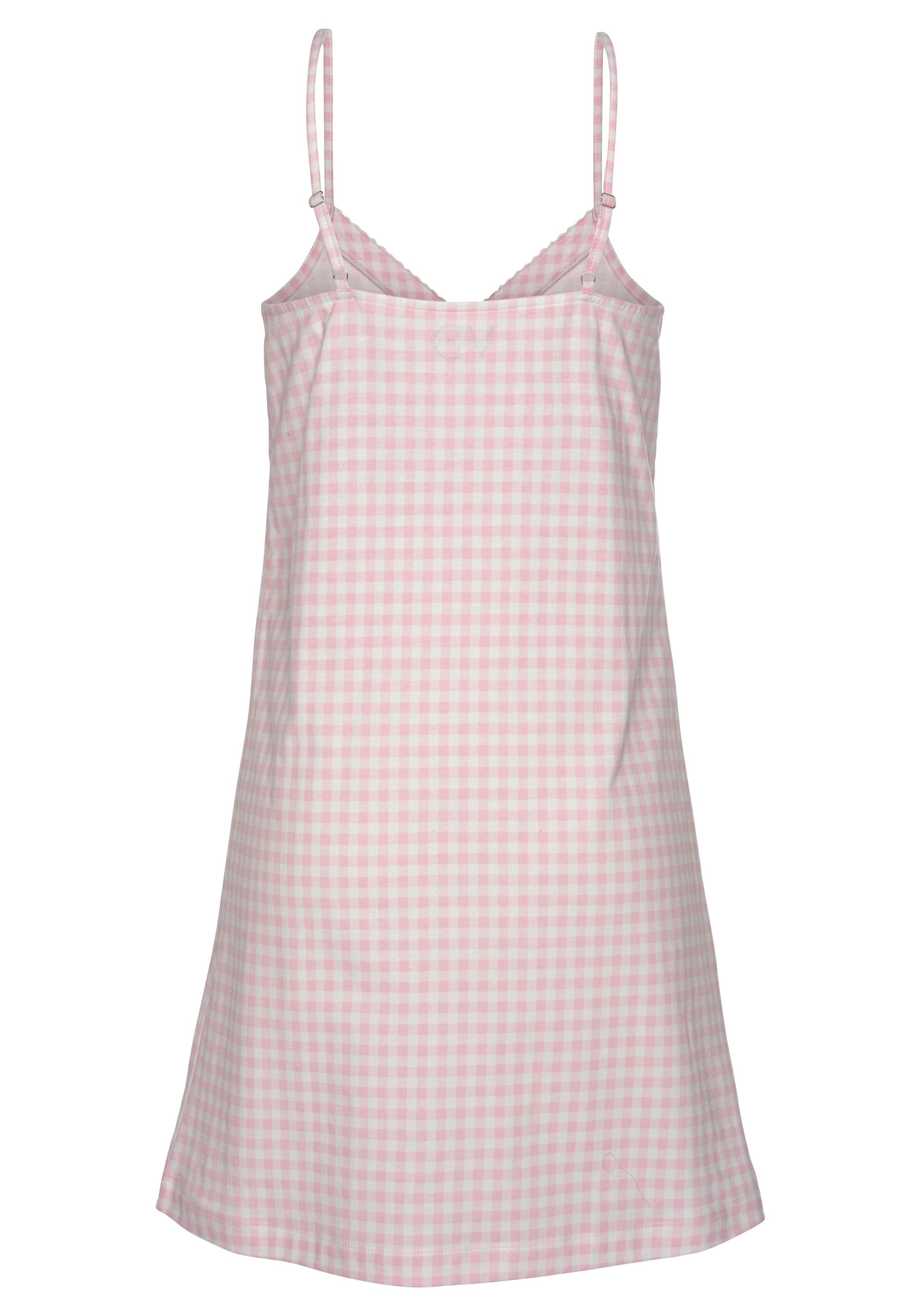 Vivance Dreams by Lascana Negligé Ohne Taschen mit feinem Karo-Muster und Häkelkante
