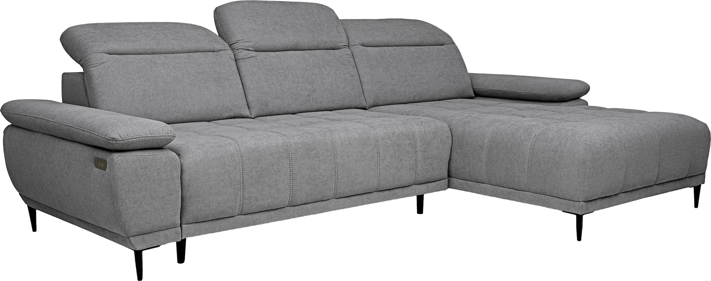 WERK2 Ecksofa »Focus-S Breite 277cm, bequem, elek. Sitztiefenverst., verst. Kopfteile« Luxus-Microfaser weich, L-Form, XXL, elektrische Sitztiefenverstellung