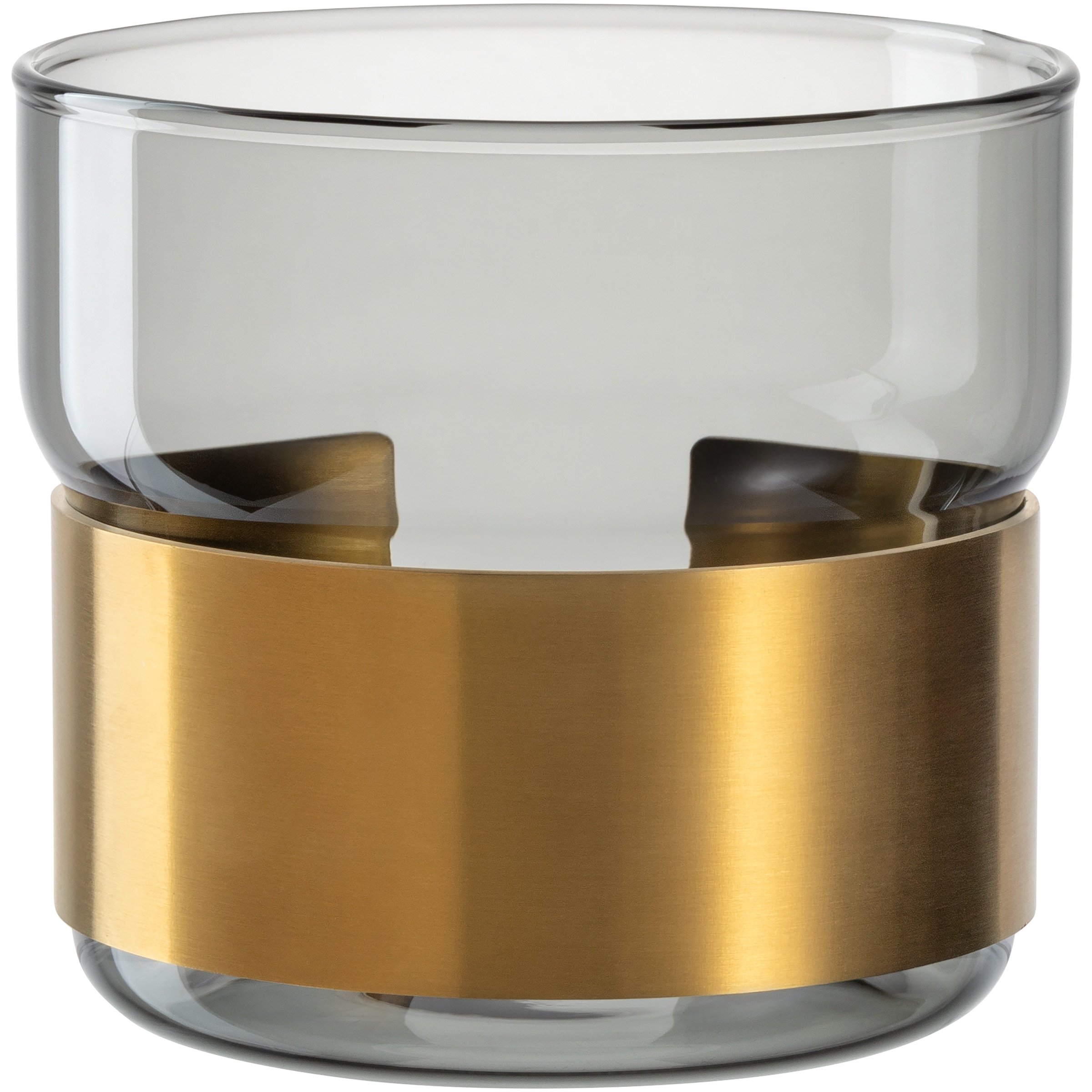 LEONARDO Teelichthalter »Silenzio« aus grauem Glas mit goldener Metallspang günstig online kaufen