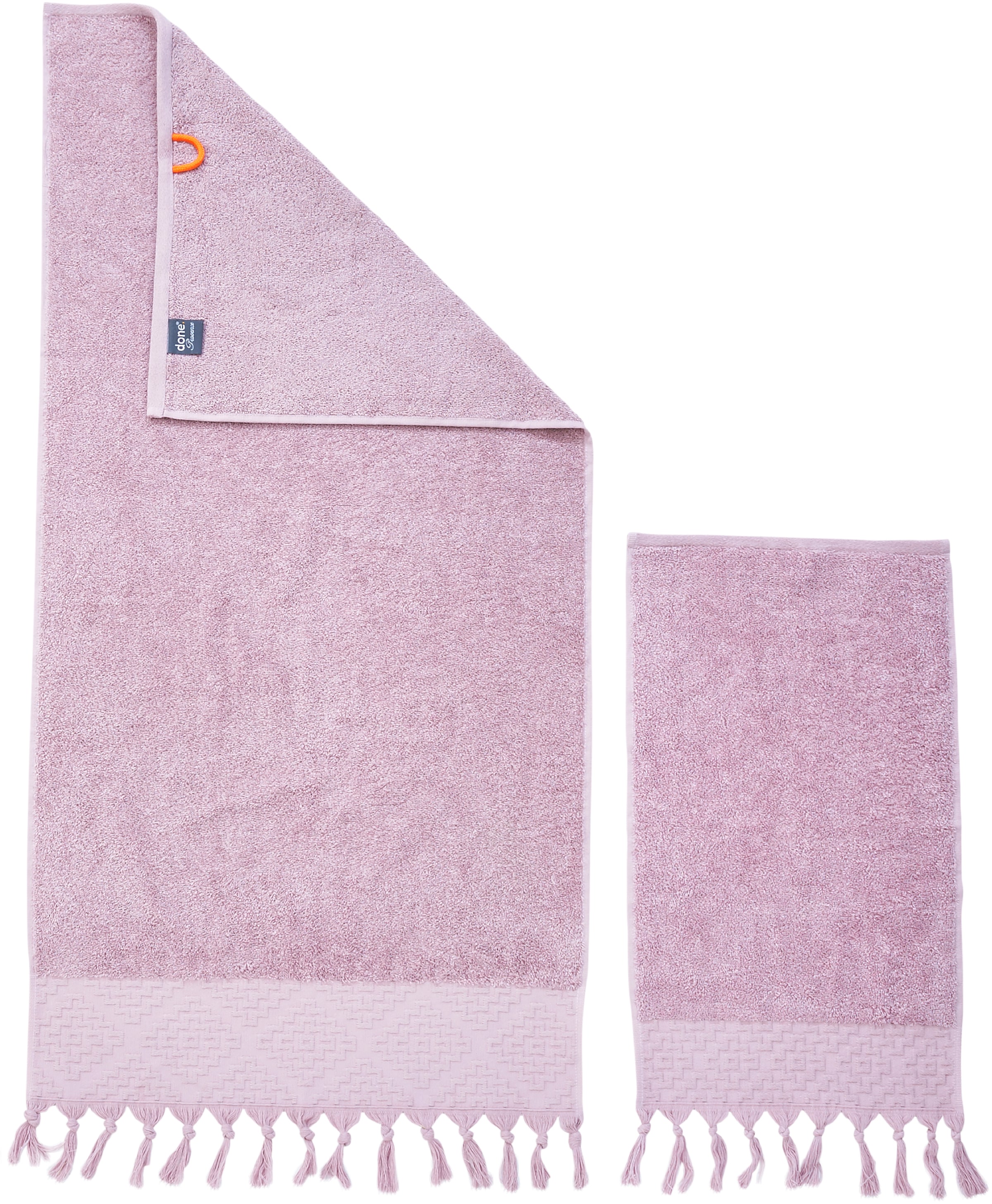 done.® Handtuch Set »Provence Bohéme«, (Set, 4 St., 2 Gästetücher (30x50 cm)-2 Handtücher (50x100 cm), Uni Farben, Boho-Style, Borte, verschiedene Set Varianten erhältlich