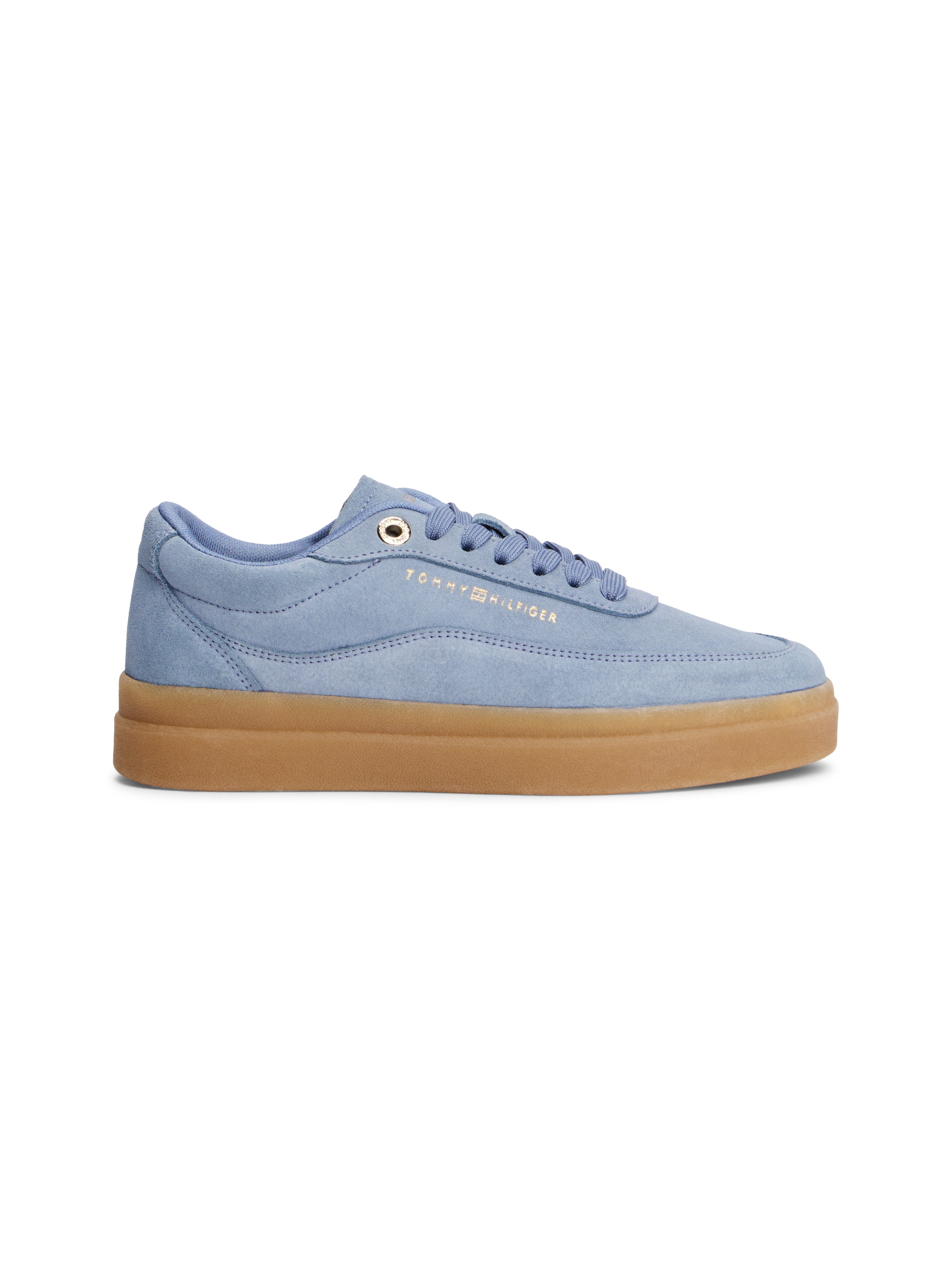 Tommy Hilfiger Plateausneaker »MODERN COURT SNEAKER SUEDE«, Freizeitschuh, Halbschuh, Schnürer mit weich gepolstertem Schaftrand