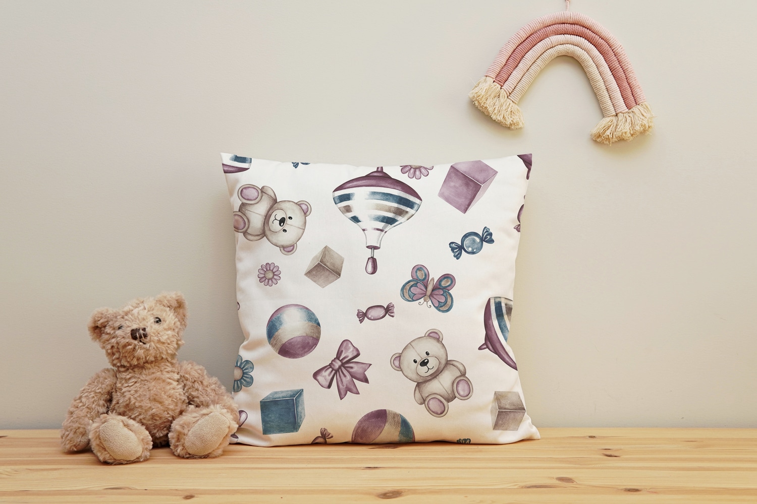 queence Dekokissen »Spielsachen«, Kissenhülle mit HD Premium Druck, geruchsneutral, 40x40cm