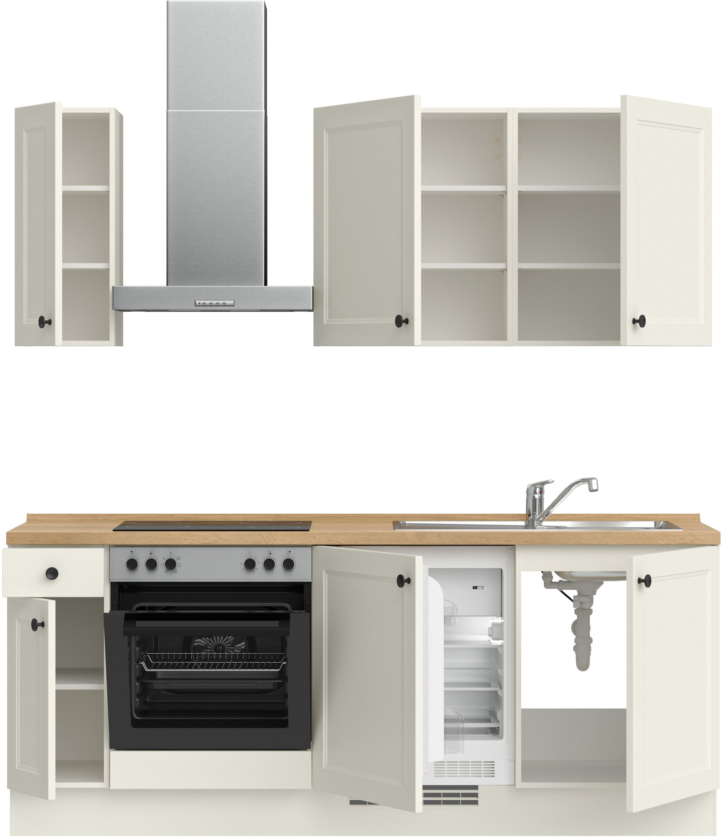 nobilia® Küchenzeile »"Cascada I"« vormontiert, Ausrichtung wählbar, Breite 210 cm, wahlw. mit E-Geräten