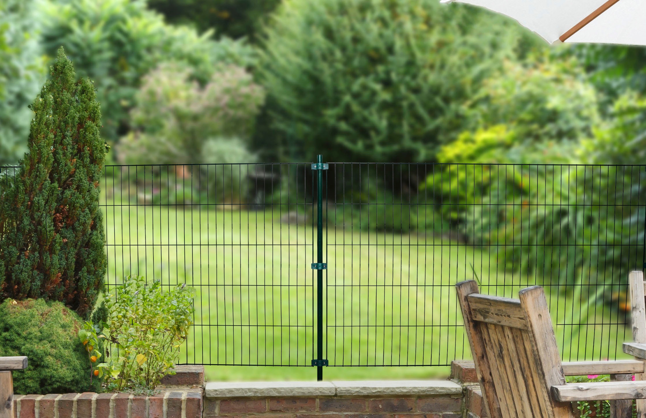 GARDEN 'N' MORE Einstabmattenzaun »Standard«, 10 Elemente für 20 m, LxH: 200 x 150 cm, mit 11 Pfosten