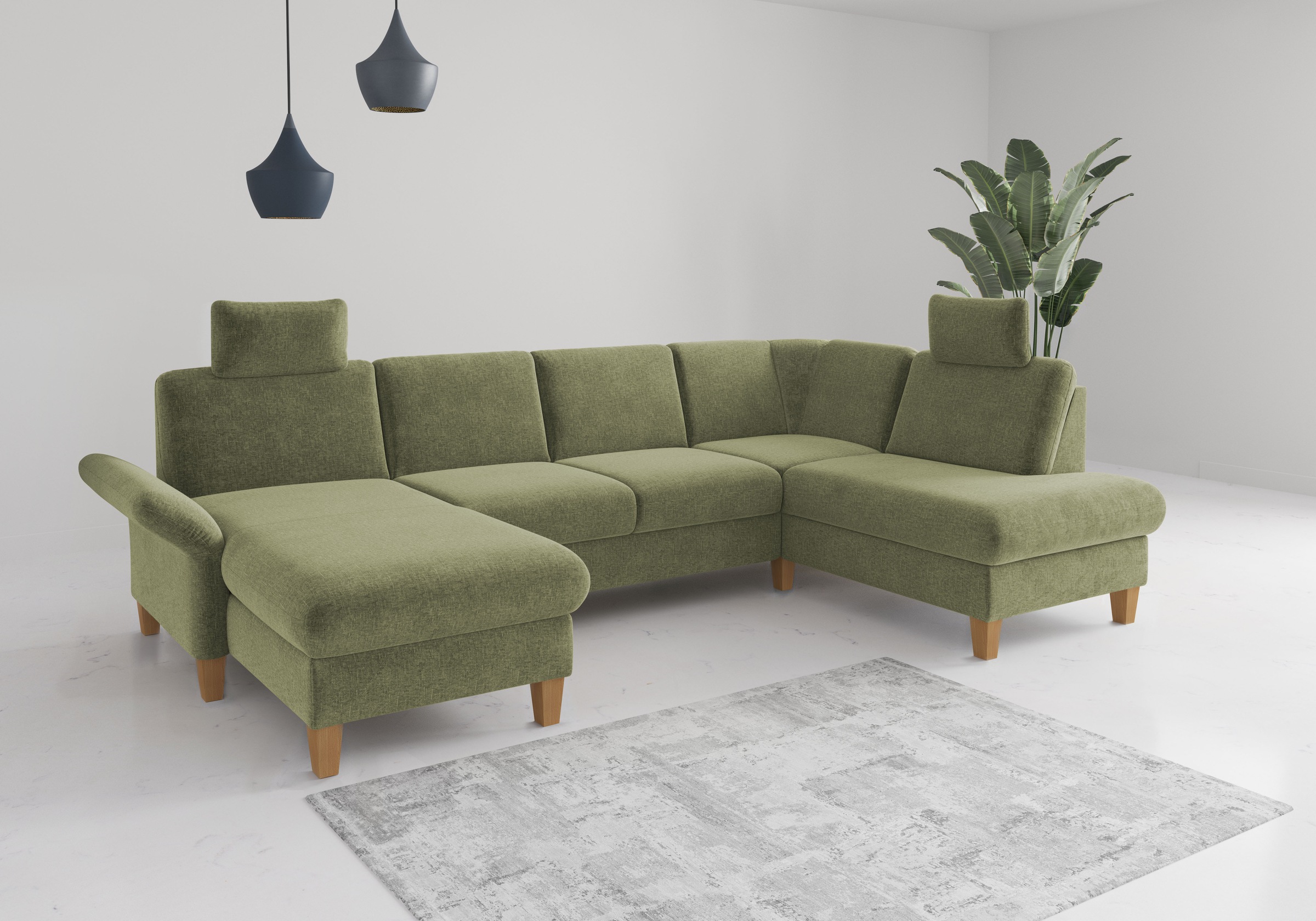Home affaire Wohnlandschaft "Rochelle, U-Form", optional mit Armteilverstel günstig online kaufen