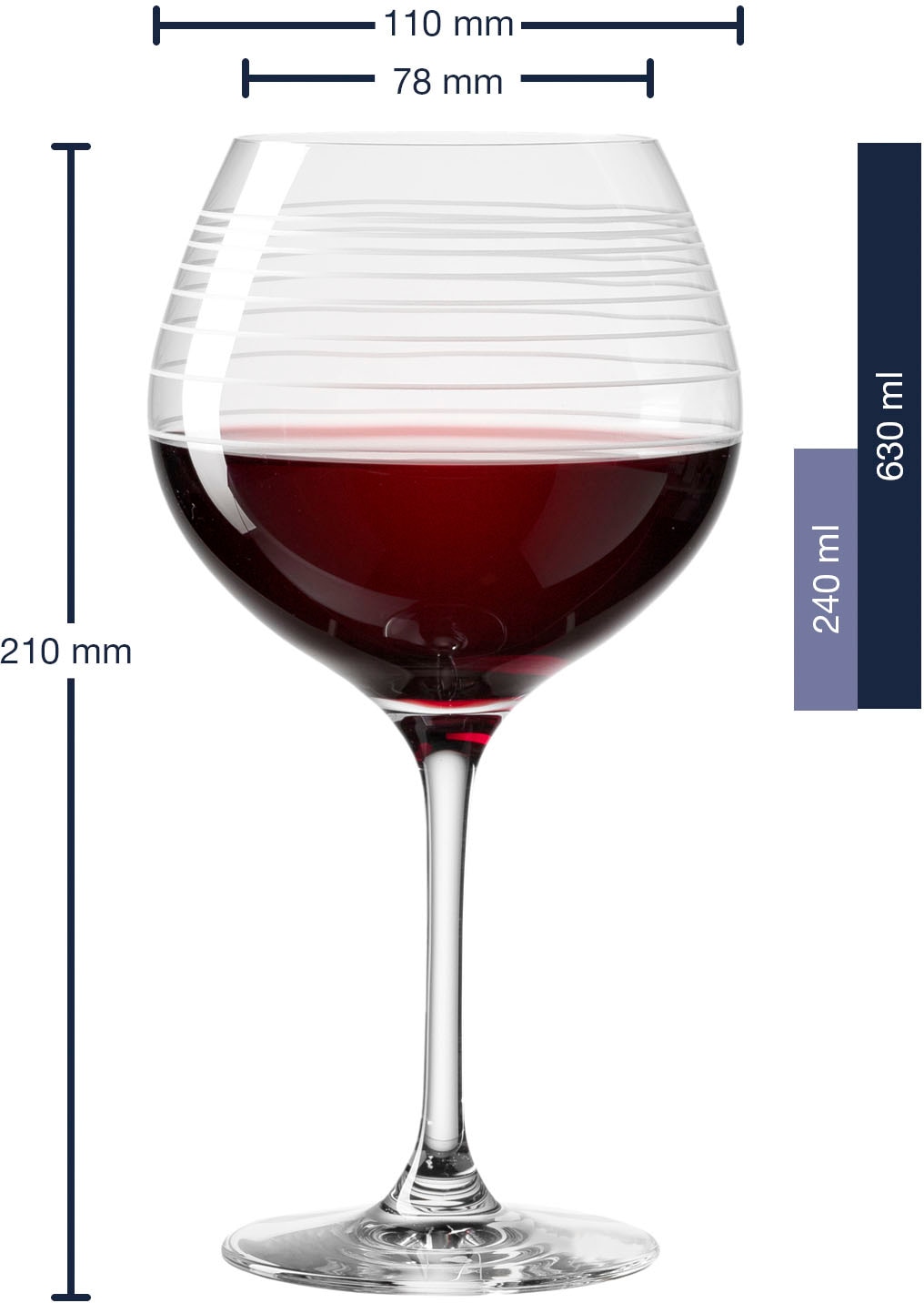 LEONARDO Weinglas »CASELLA«, (Set, 6 tlg.), 630 ml, mit Diagravur, 6-teilig