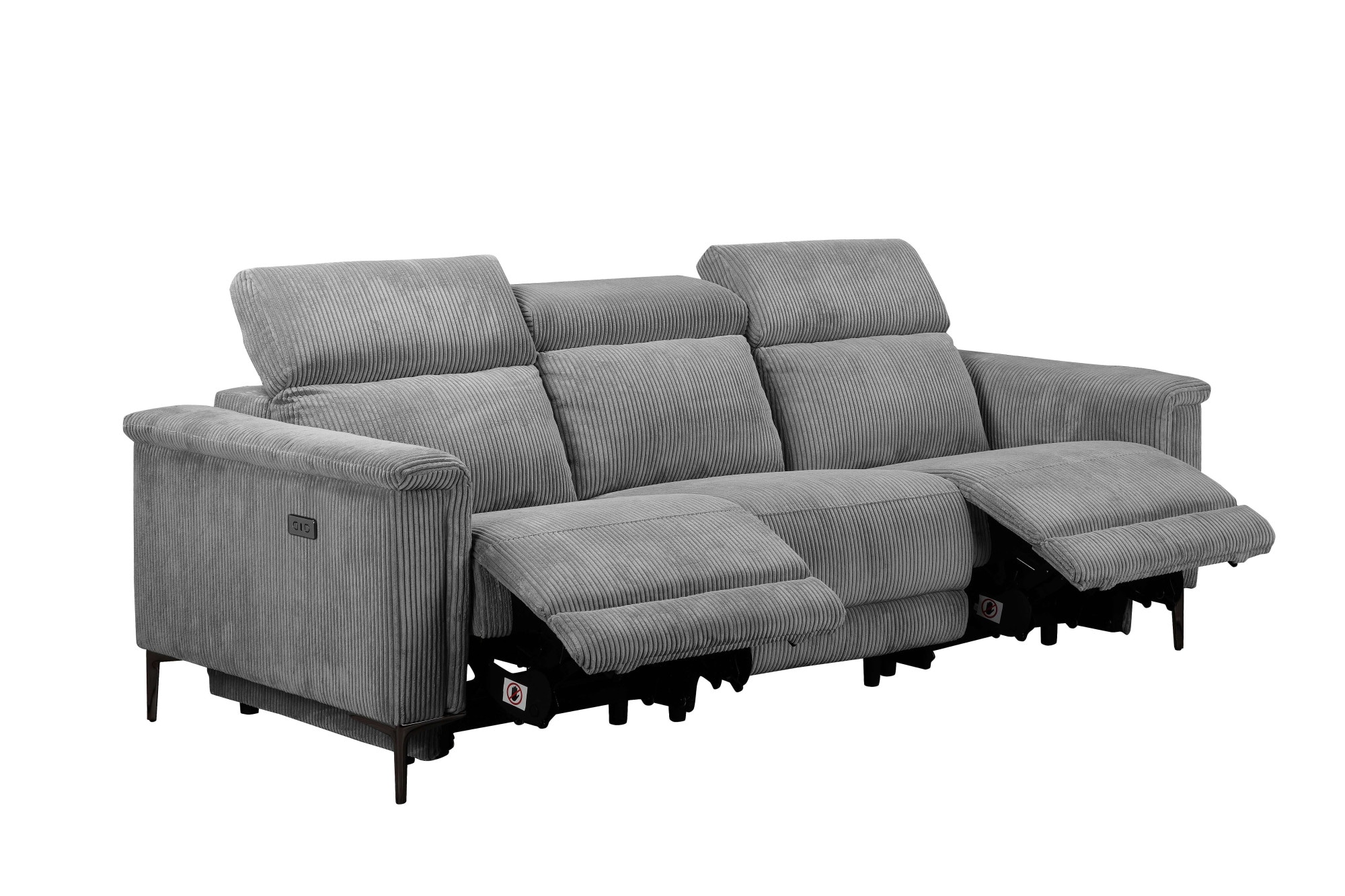 Places of Style 3-Sitzer »Lund Cord, mit manueller o. elektrischer Relaxfunktion in 2 Sitzen,«, USB-A, Kopfteilverstellung, Breite 222 cm
