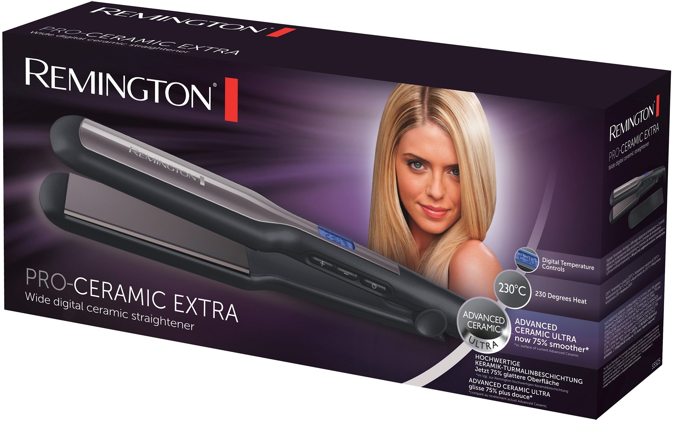 Remington Glätteisen »S5525«, Ultra-Keramik-Beschichtung, Extra breite Stylingplatten, LCD Display, Ultra-Keramikbeschichtung