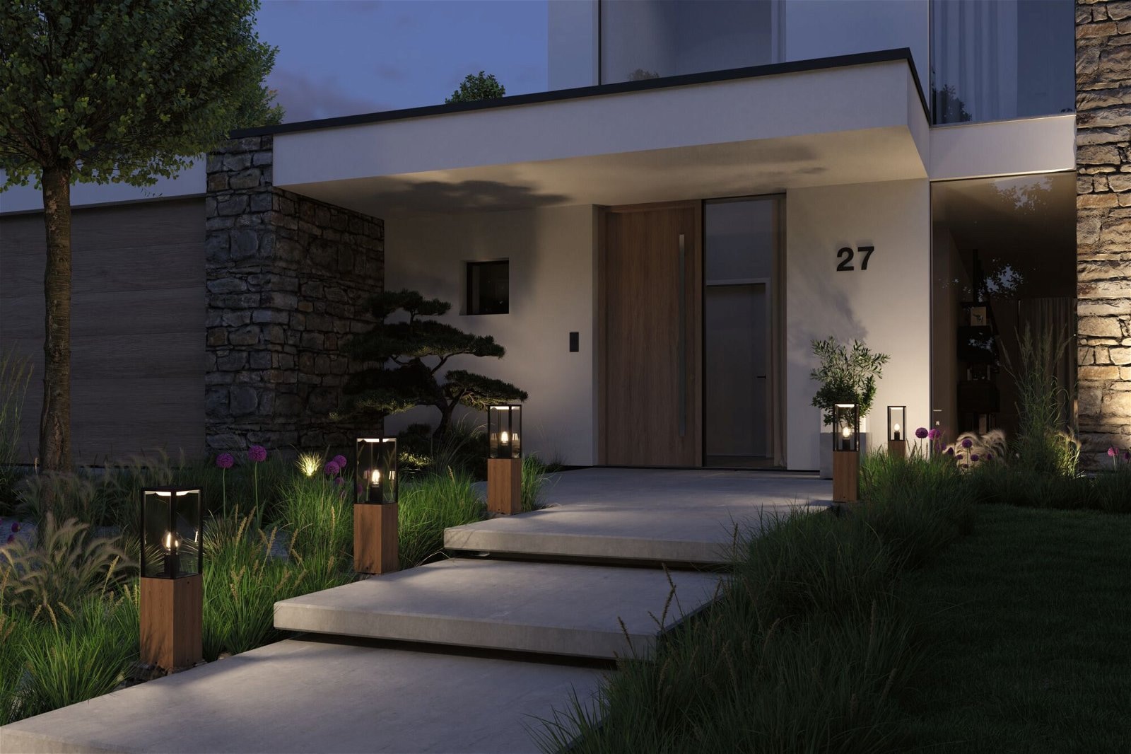 Paulmann LED Gartenstrahler »Lichtobjekt Timba IP44 eckig 600mm max. 60W 230V E27 Holz«, 1 flammig, Leuchtmittel E27 | ohne Leuchtmittel