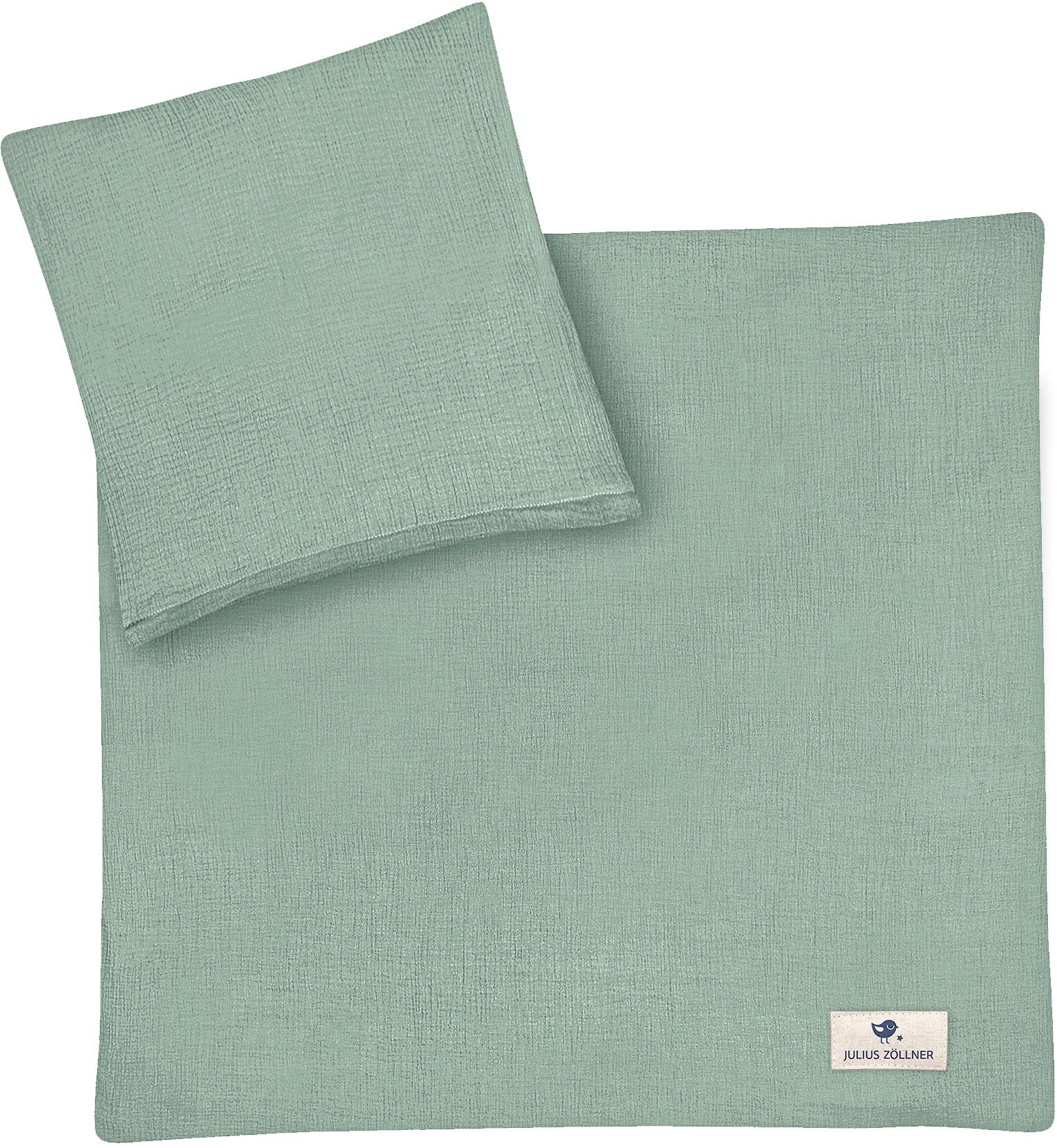 Kinderbettwäsche JULIUS ZÖLLNER Baby- und Kinderbettwäsche aus 100% Musselin, grün, B/L: 80cm x 80cm, 1 Stk., 1 Stk., Musselin, B/L: 35cm x 40cm, 2 Stk.