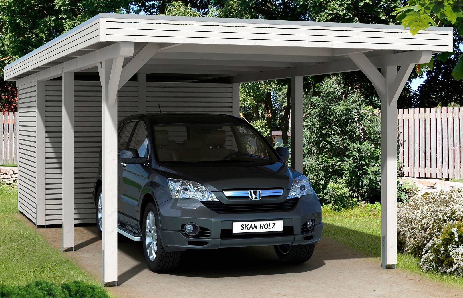 Skanholz Einzelcarport »Spessart«, Leimholz-Nordisches Fichtenholz, 291 cm, weiß