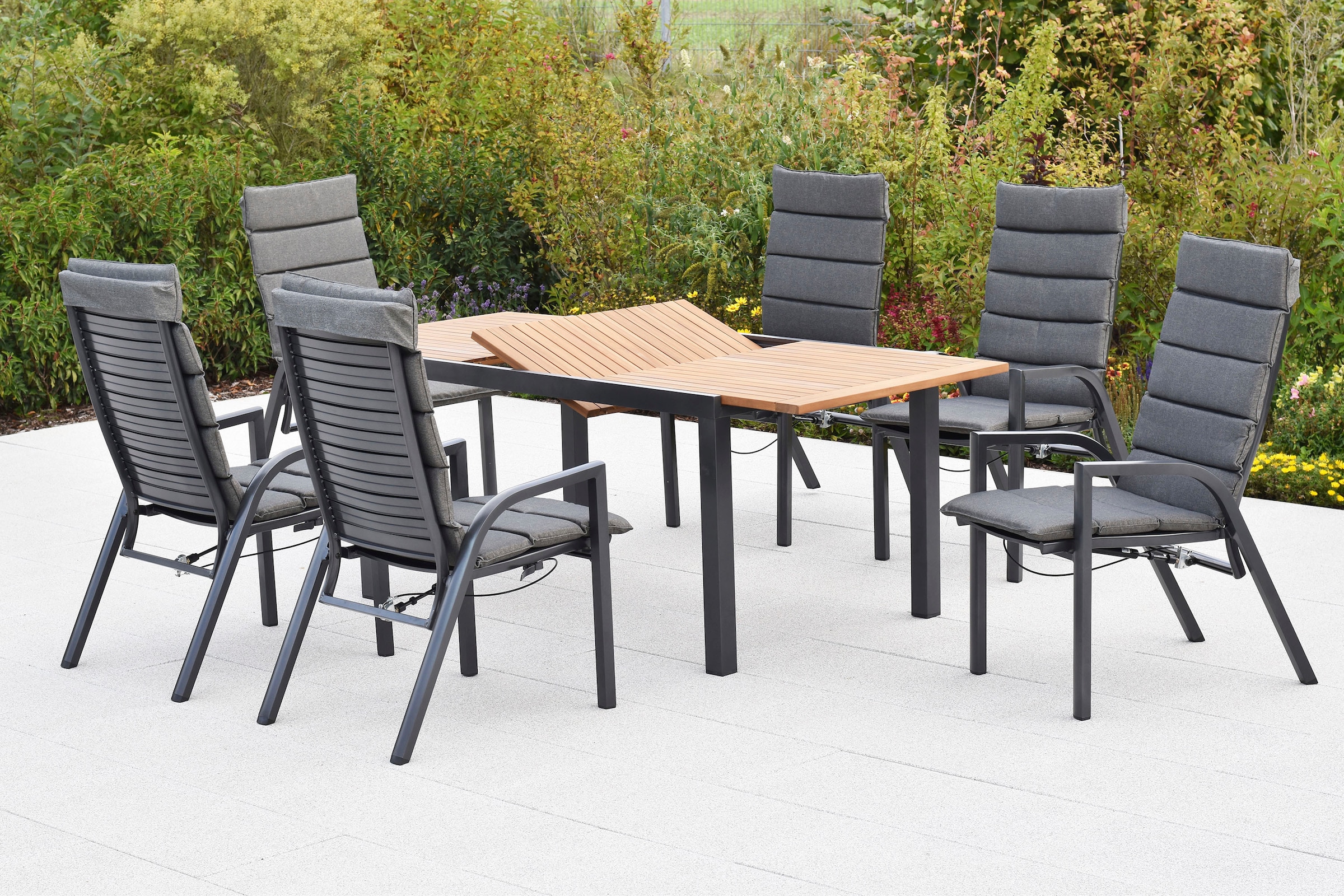 MERXX Garten-Essgruppe »»Siros««, (Set, 13 tlg.), Rückenlehne verstellbar durch Gasdruckfeder