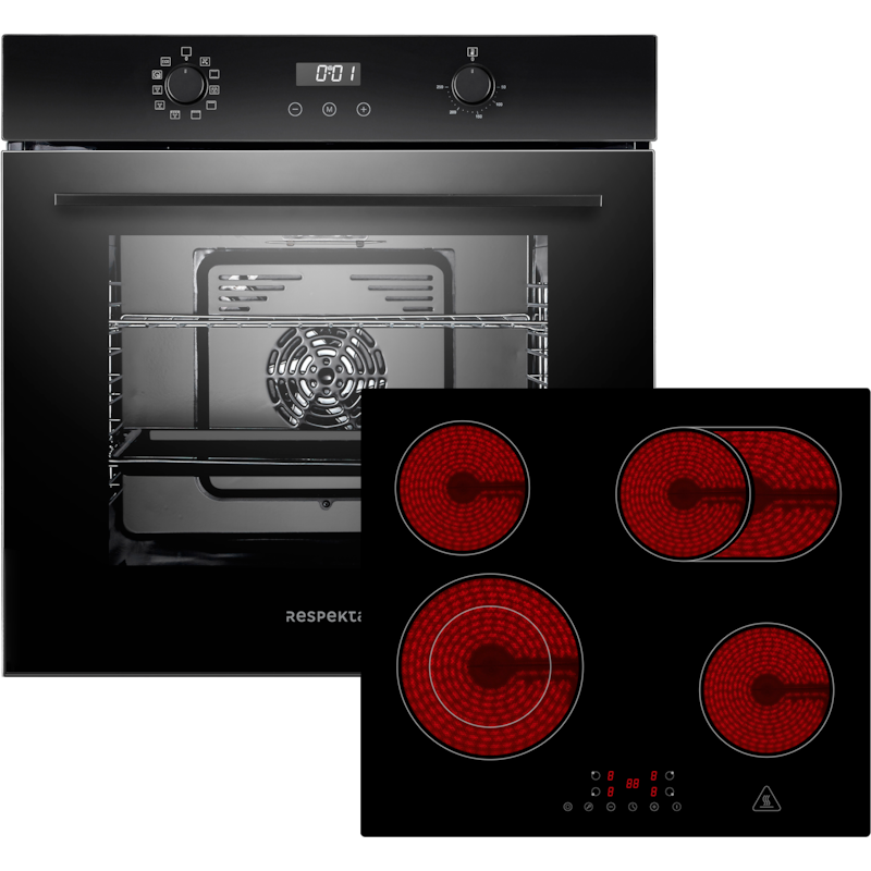 RESPEKTA Backofen-Set »ASET7005500« mit 1-fach-Teleskopauszug Set, 2 Stk. tlg. Schwarz LED Timer mit Touch Control