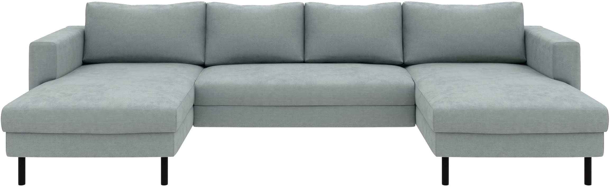 TRENDMANUFAKTUR Wohnlandschaft »Amazing II, wahlw. mit Schlaffunktion & Bettkasten, Fuß schwarz« Sofa in U-Form, in Cord, Struktur LEO o. Struktur LINO, Breite 305 cm