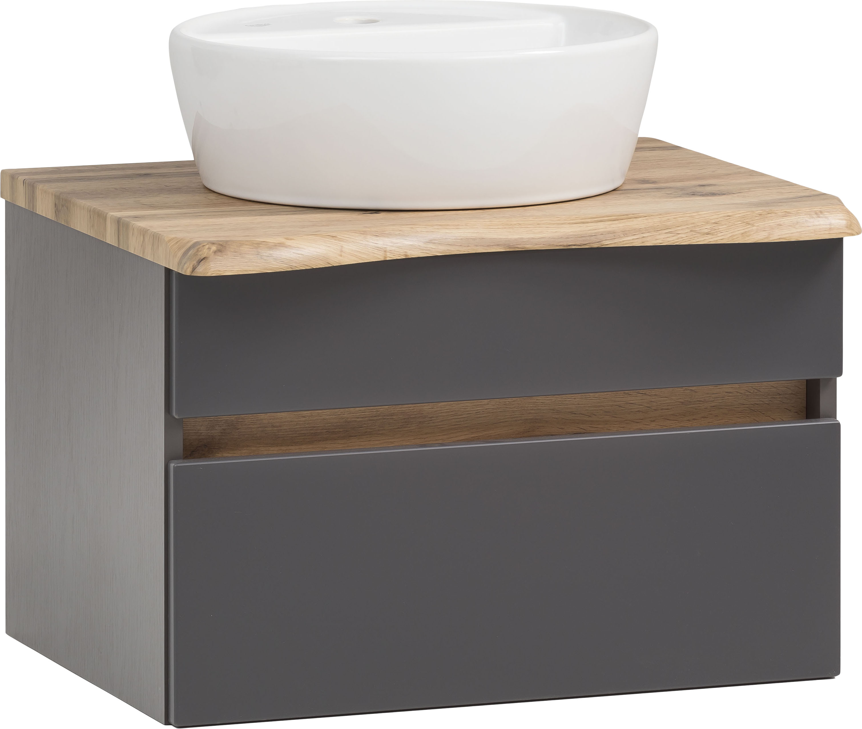 Waschbeckenschrank „Lienz“, mattgrau B/H/T: 60 cm x 54,5 cm x 47 cm