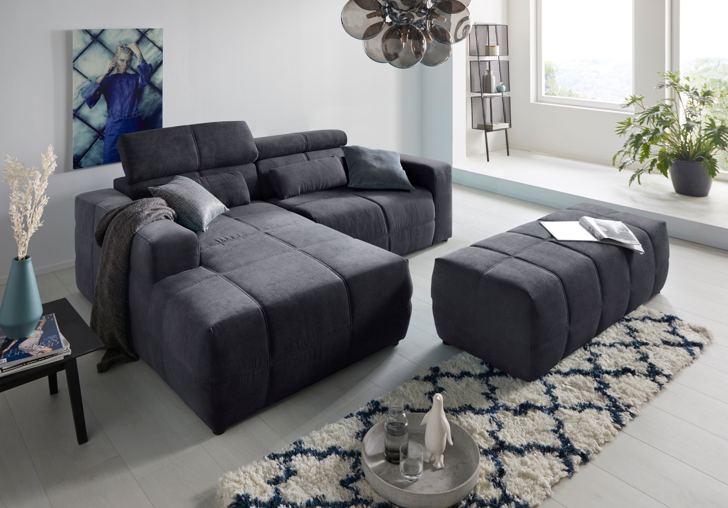 DOMO collection Ecksofa »Brandon, inkl. Kopfteilverstellung, B/T/H: 214/100 günstig online kaufen