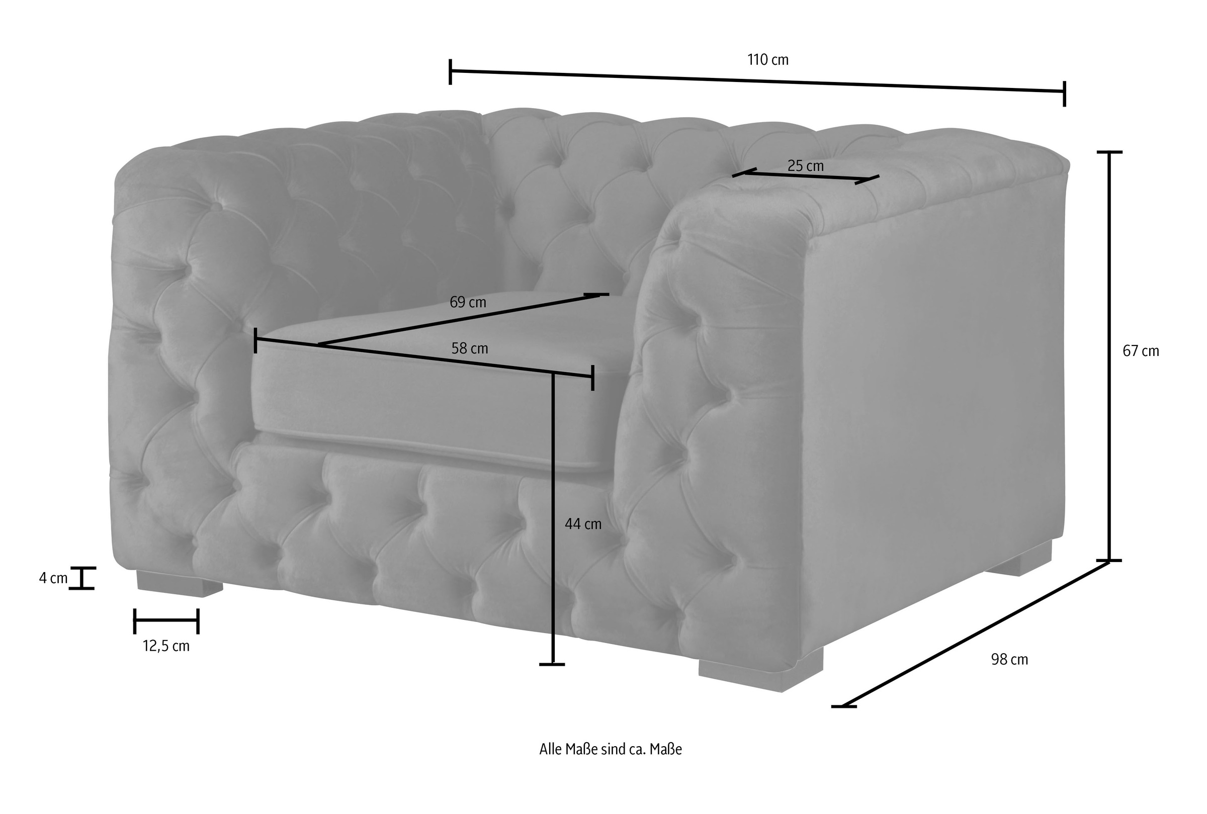Guido Maria Kretschmer Home&Living Chesterfield-Sessel »Kalina Sessel«, mit klassischer Chesterfield-Knopfheftung, sehr hochwertige Qualität