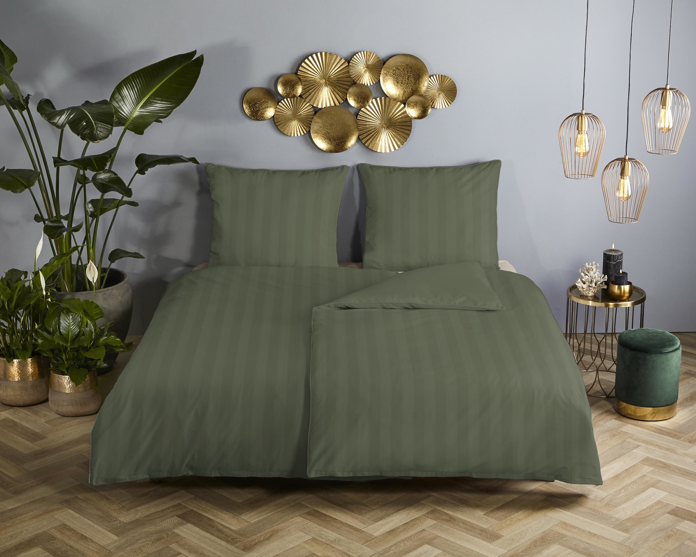 Descanso Wendebettwäsche »Hotel Sevilla« 2 Satin, Reißverschluss, Wende, Luxe, Streifen, uni