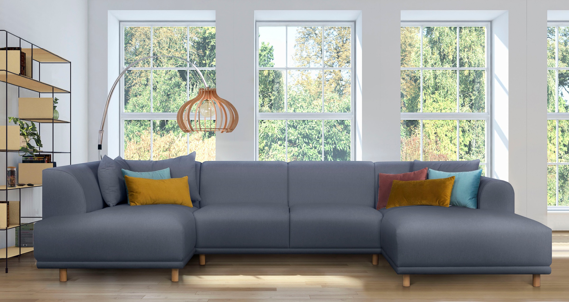 andas Wohnlandschaft »Maroon U-Form«, in skandinavischem Design, mit losen Kissen