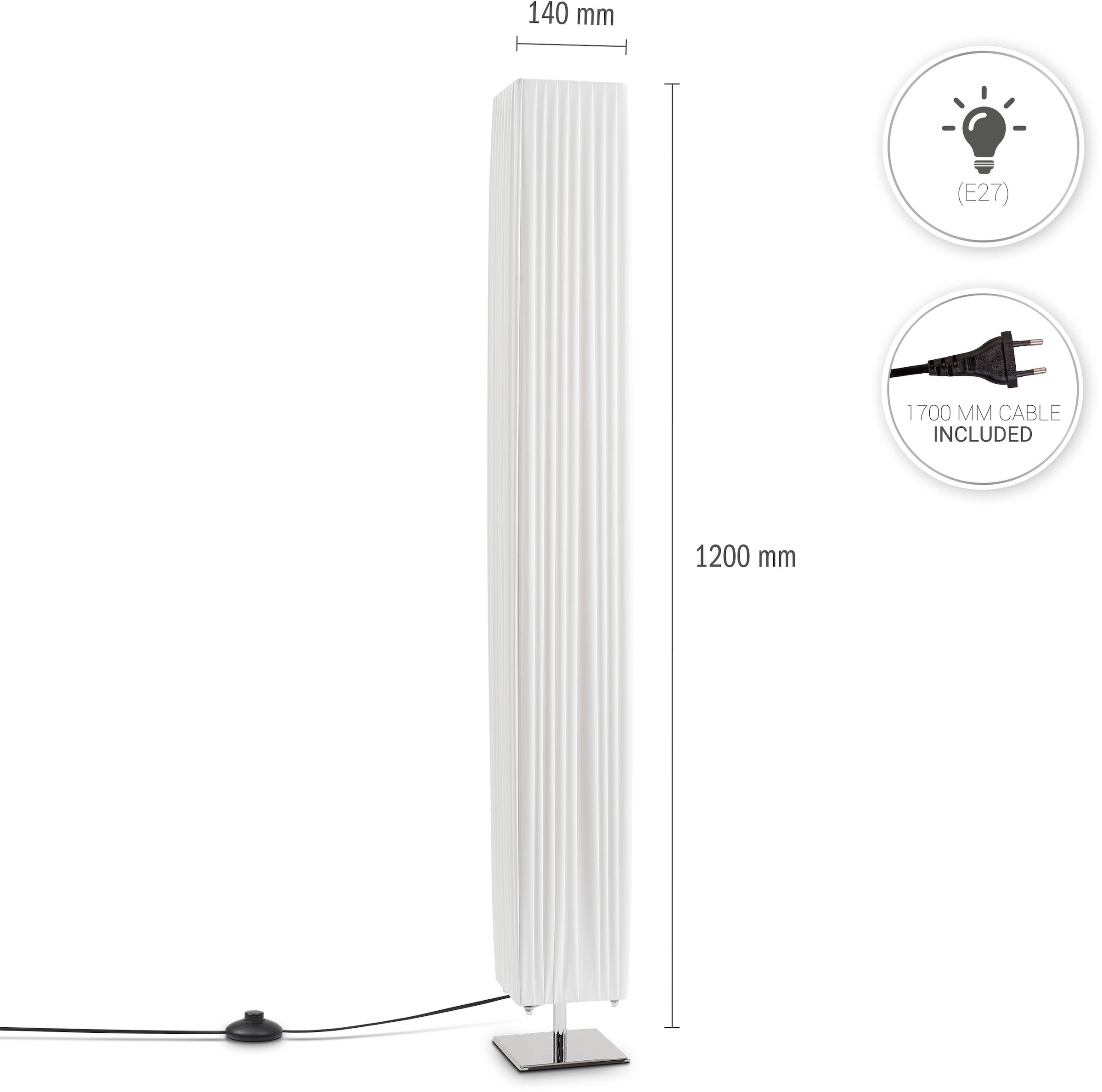 Paco Home Stehlampe »KIRSTEN«, Leuchtmittel E27 | ohne Leuchtmittel, LED Stehlleuchte Wohnzimmer Innen Schlafzimmer Esszimmer Zeitlos E27