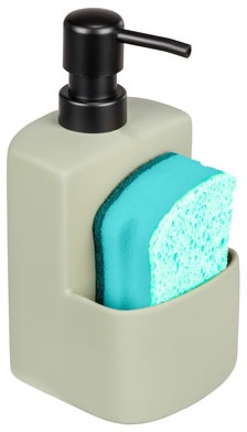 WENKO Spülmittelspender »Modell Festival«, aus Keramik, Soft-Touch Beschichtung, mit Spülschwamm-Fach, 380 ml