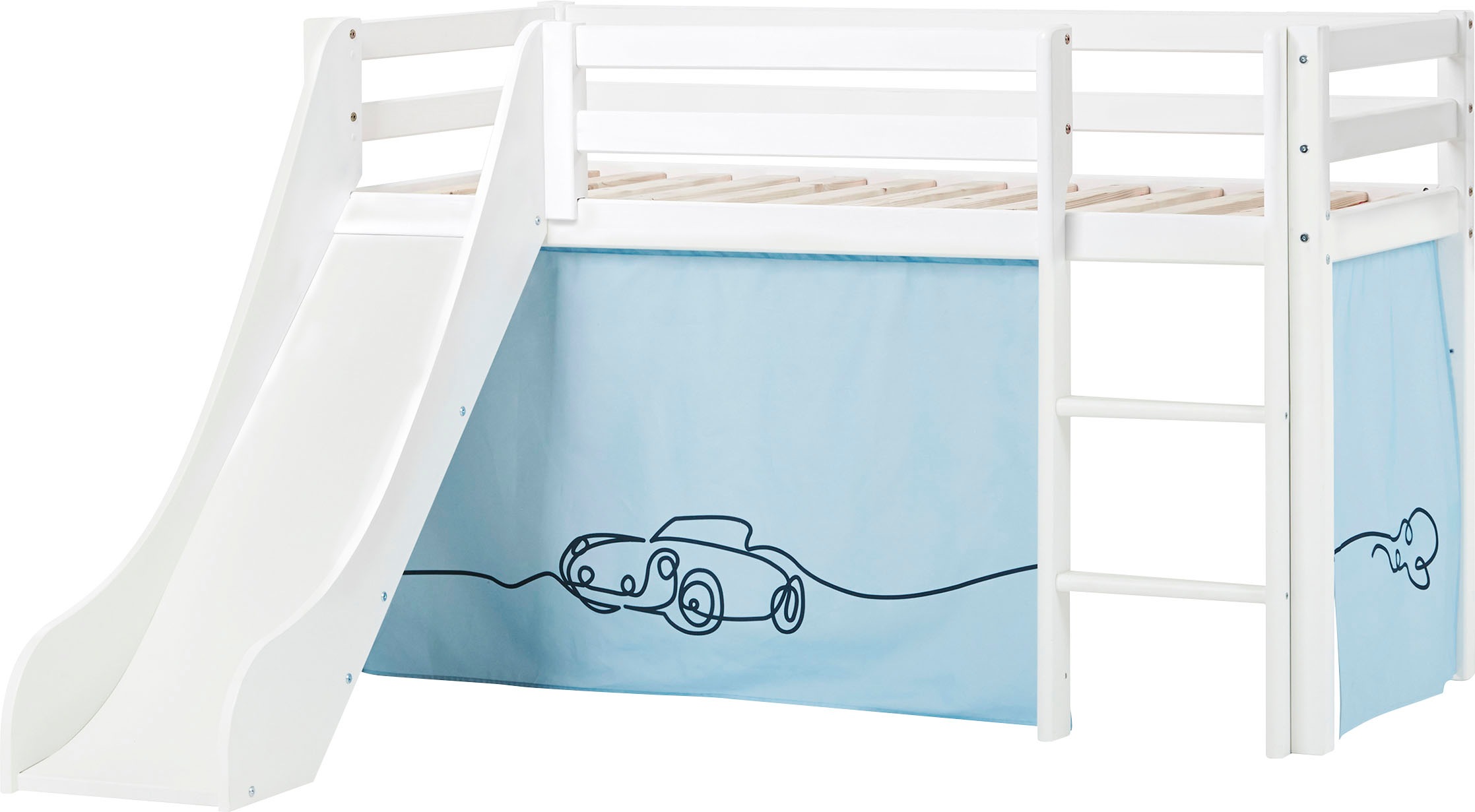 Hoppekids Hochbett »«Cars»« Rutsche & Vorhang Blau und viel Auswahl günstig online kaufen