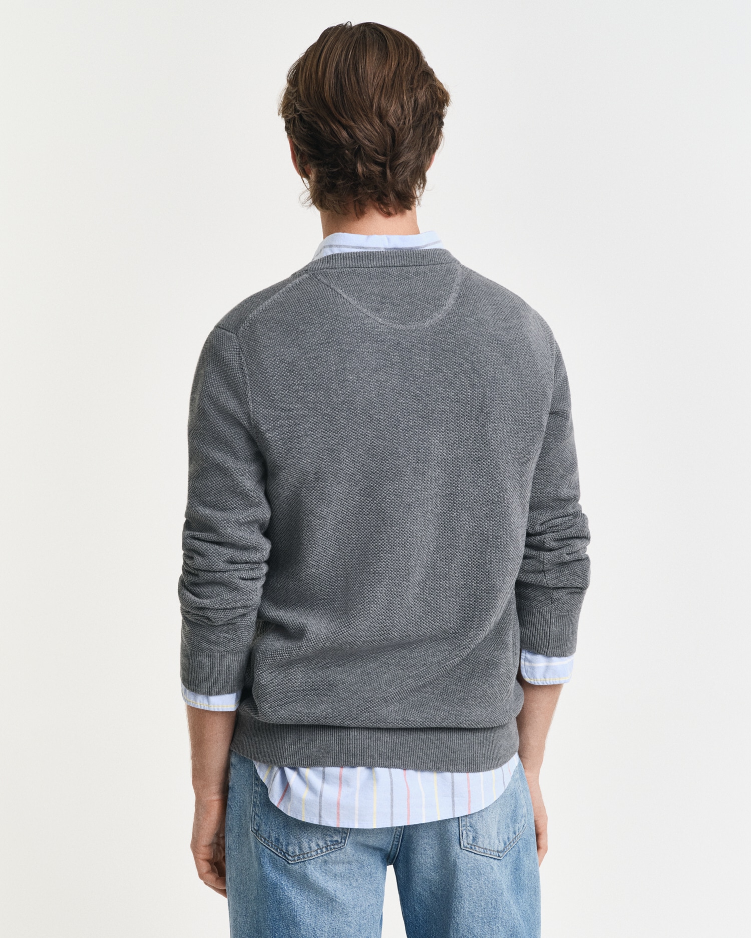 Gant Rundhalspullover »COTTON PIQUE C-NECK«, mit Logostickerei auf der Brust