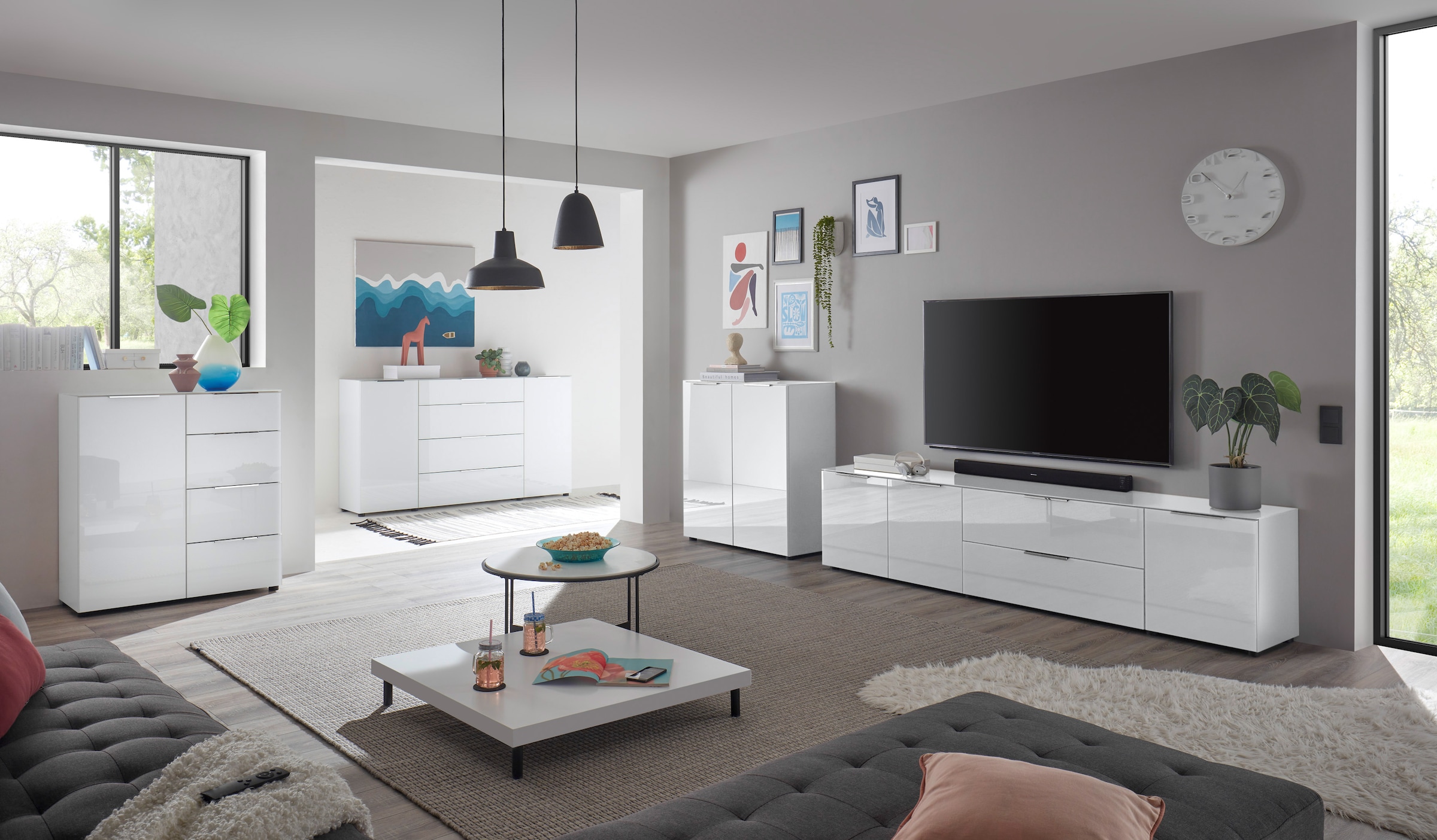 HBZ Kommode »Santorin, BxHxT 90x99x40 cm«, (1 St.), Breite 90cm, Softclose für Türen, Melaminbeschichtung