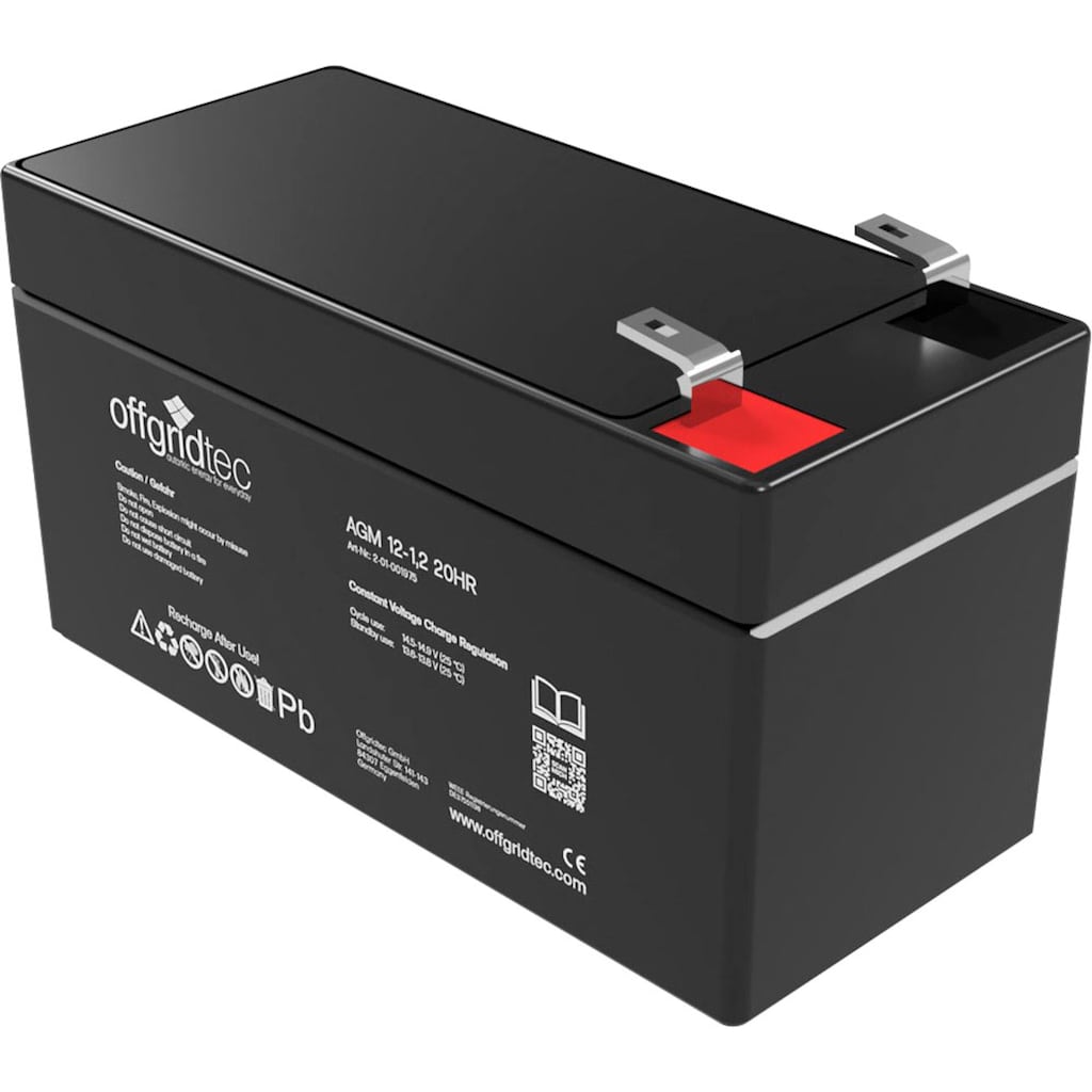 offgridtec Akku »AGM-Batterie 12V/1,2Ah 20HR«, 12 V