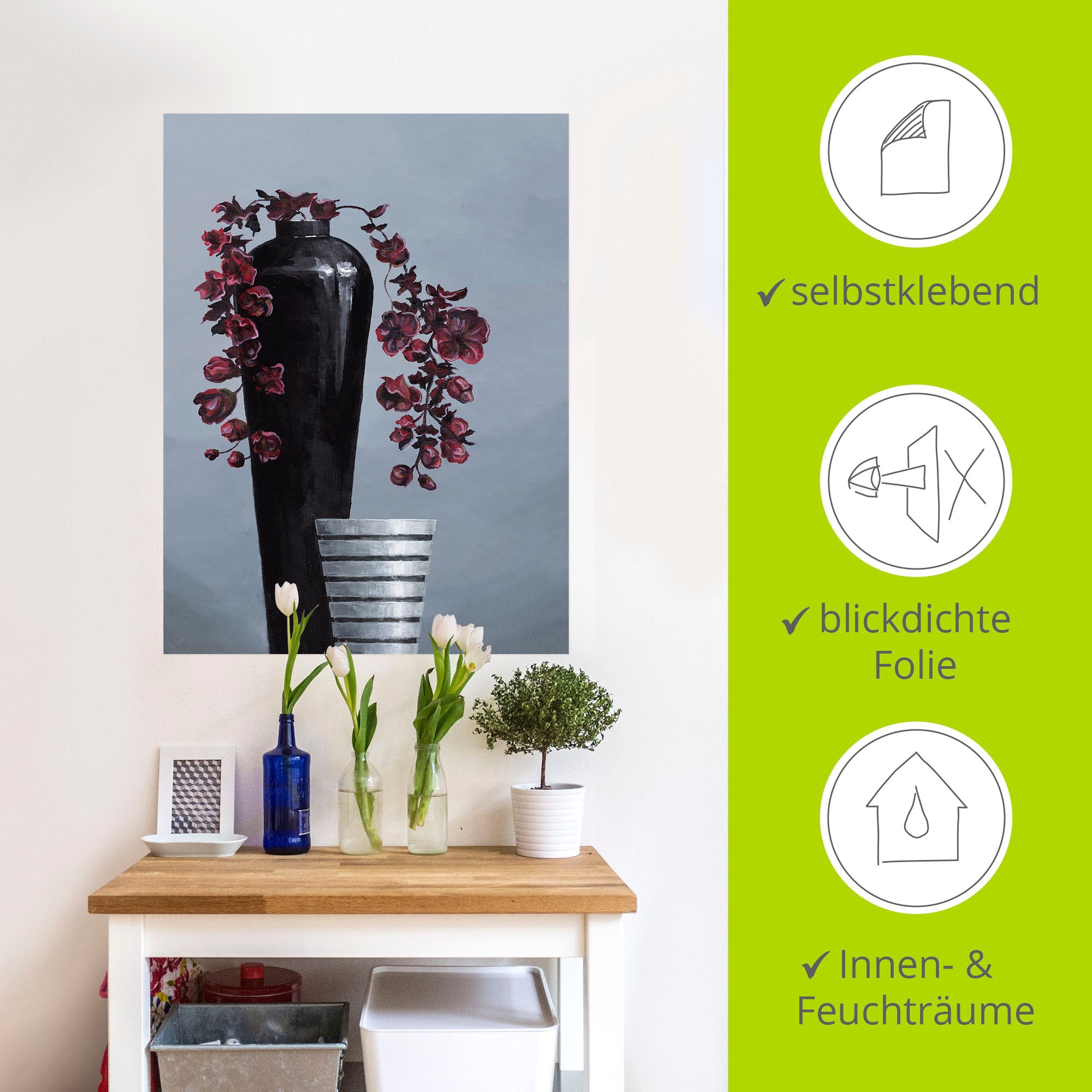 Artland Wandbild »Metallische Vasen«, Vasen & Töpfe, (1 St.), als Alubild, Outdoorbild, Leinwandbild, Wandaufkleber, versch. Größen