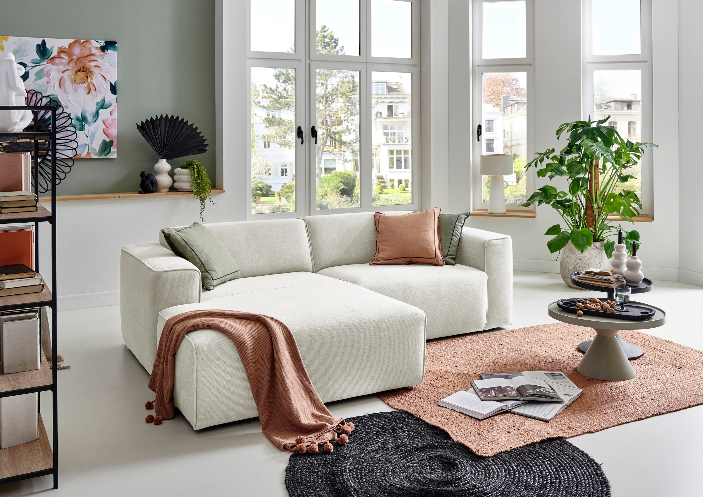 andas Ecksofa »Noord«, mit Kedernaht, Breite 234 cm, Cord, Struktur, Webstoff