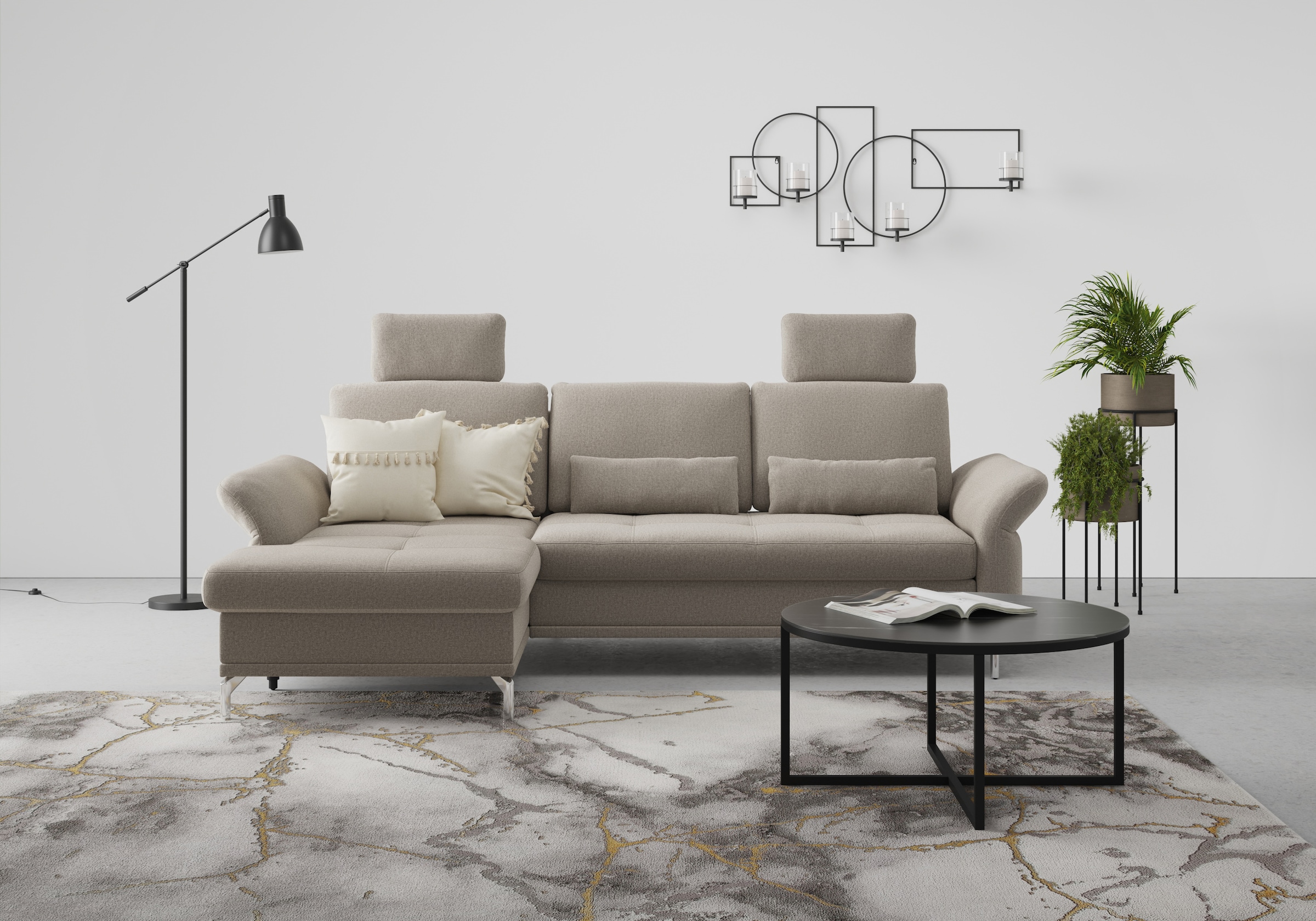 Home affaire Ecksofa »Palm Beach L-Form« Federkern, mit Sitztiefenverstellu günstig online kaufen