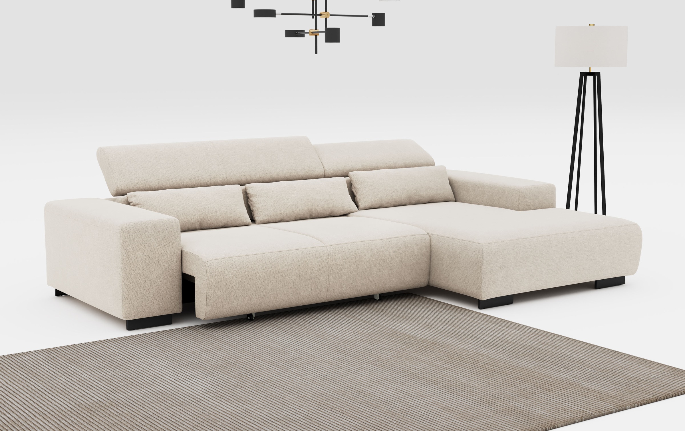 COTTA Ecksofa »Side L-Form, mit Kopfteilverstellung & 3 Nierenkissen«, optional motorische Sitztiefenverstellung