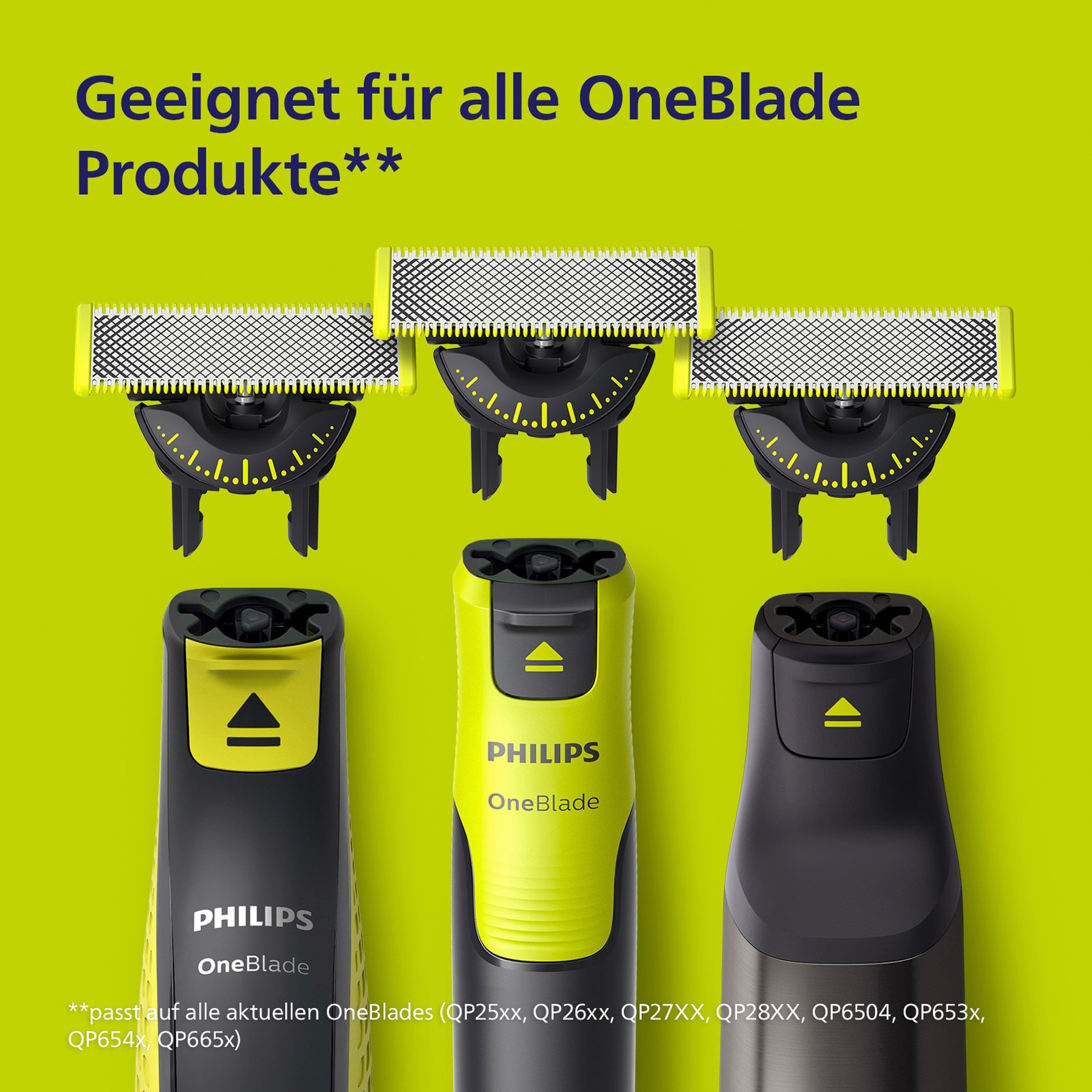 Philips Ersatzscherteil »OneBlade 360«, (2 St.), 360-Grad-Klingen, nass und trocken einsetzbar, hält bis zu 4 Monate